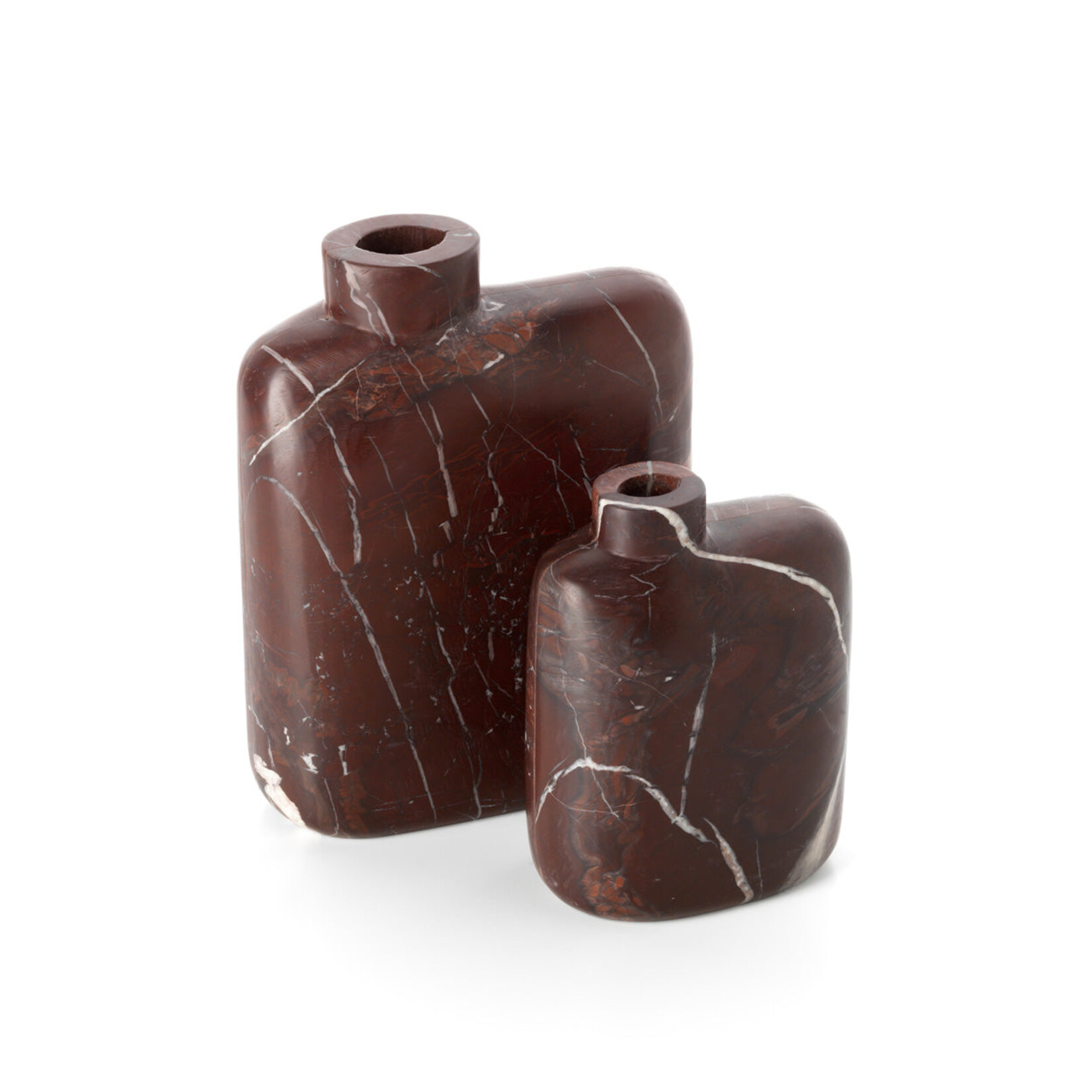 Bazar Bizar Antwerp The Rosso Levanto Marble Vase - Wine Red - Low