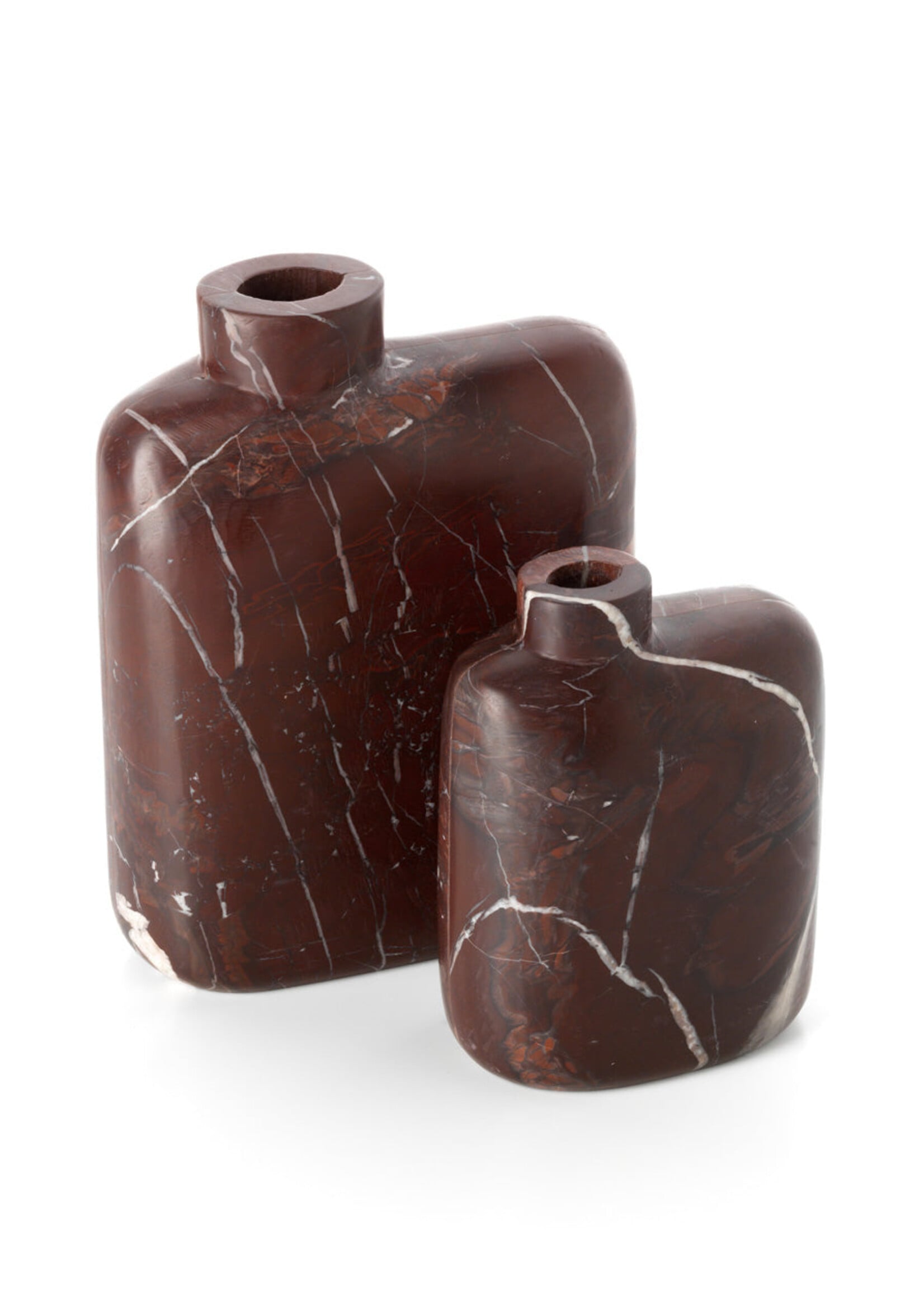 Bazar Bizar Antwerp The Rosso Levanto Marble Vase - Wine Red - Low