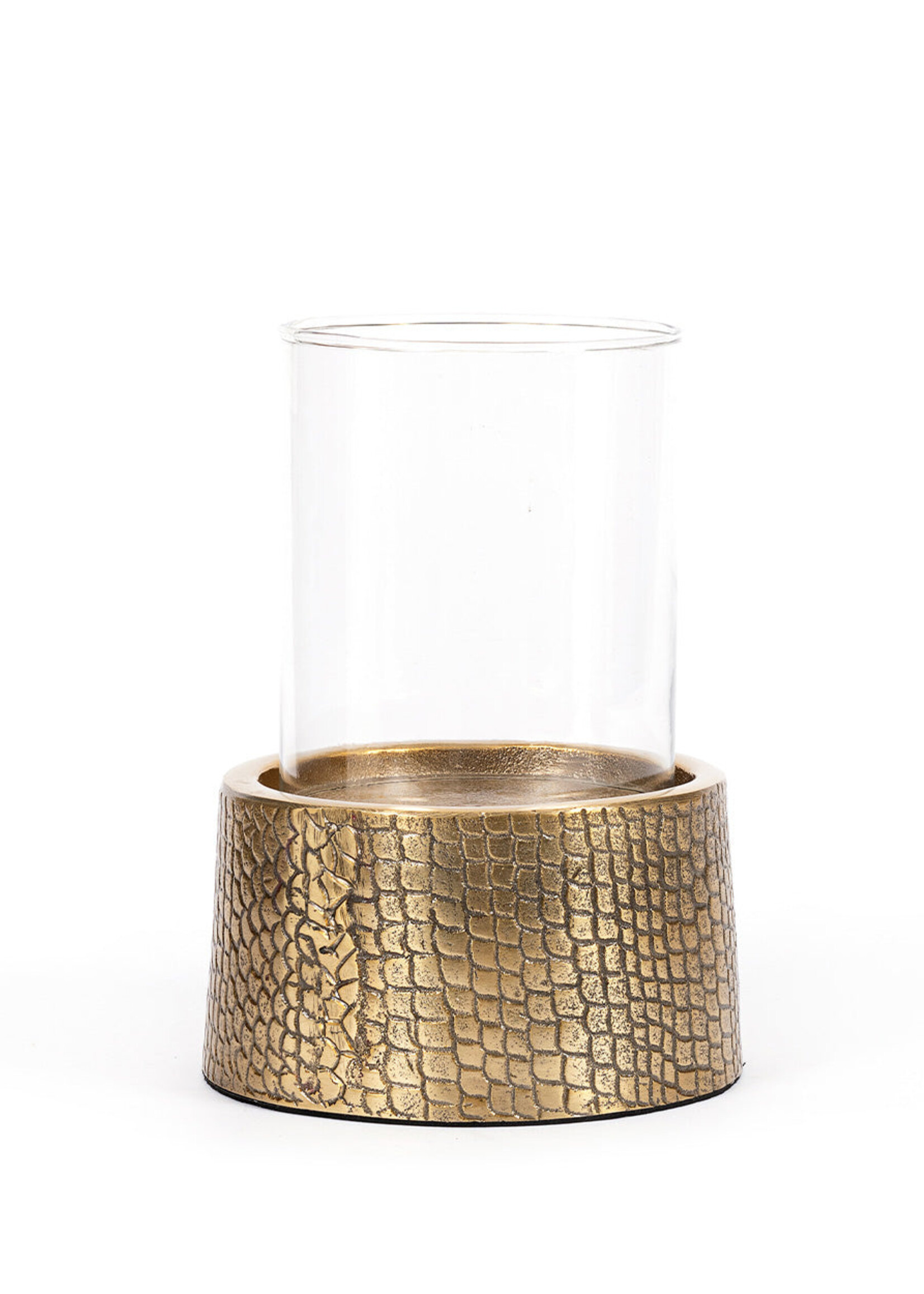 Bazar Bizar Antwerp The Croco Candle Holder with Glass - Brass - L