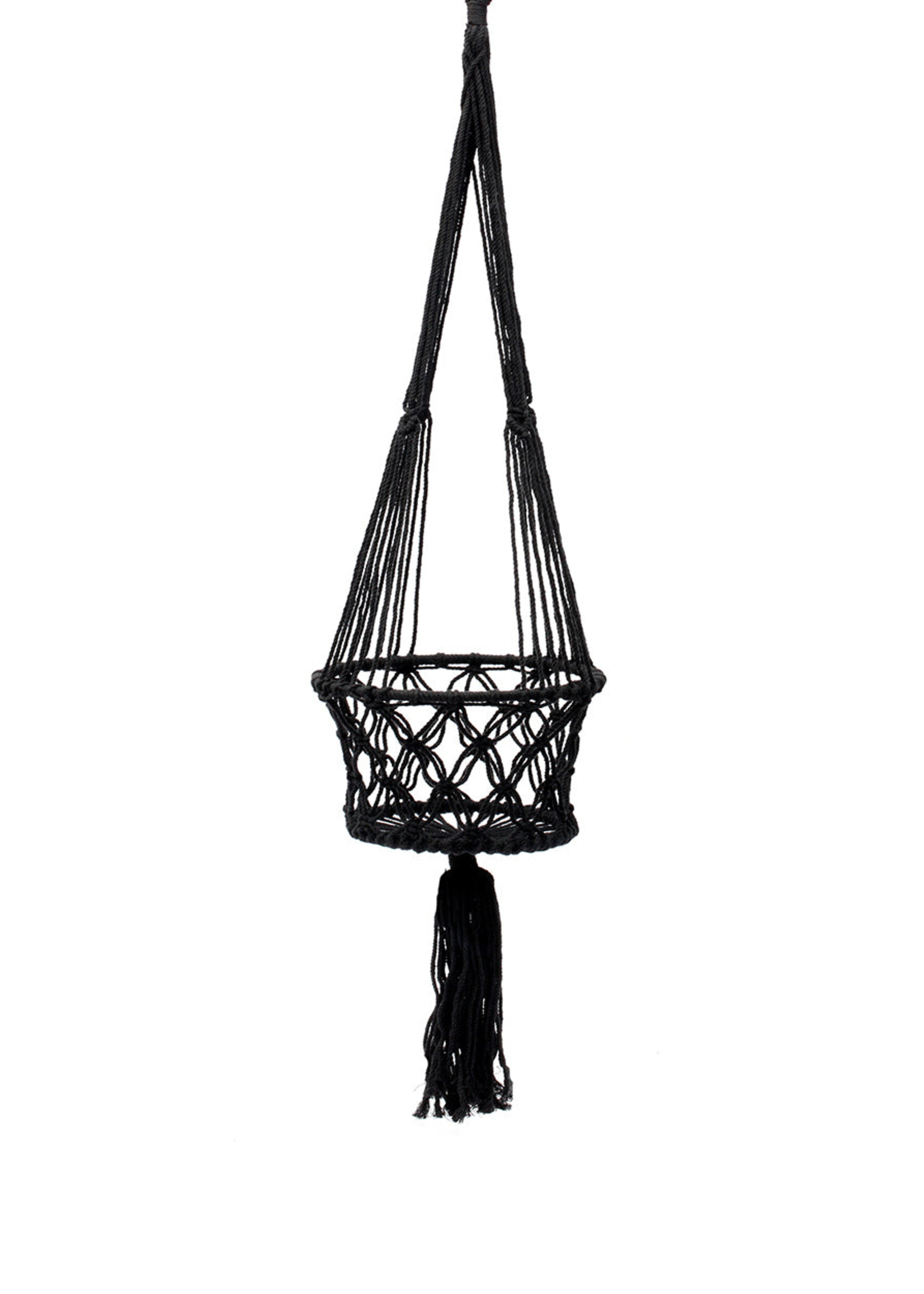 Bazar Bizar Antwerp The Macrame Plant Holder - Black - L