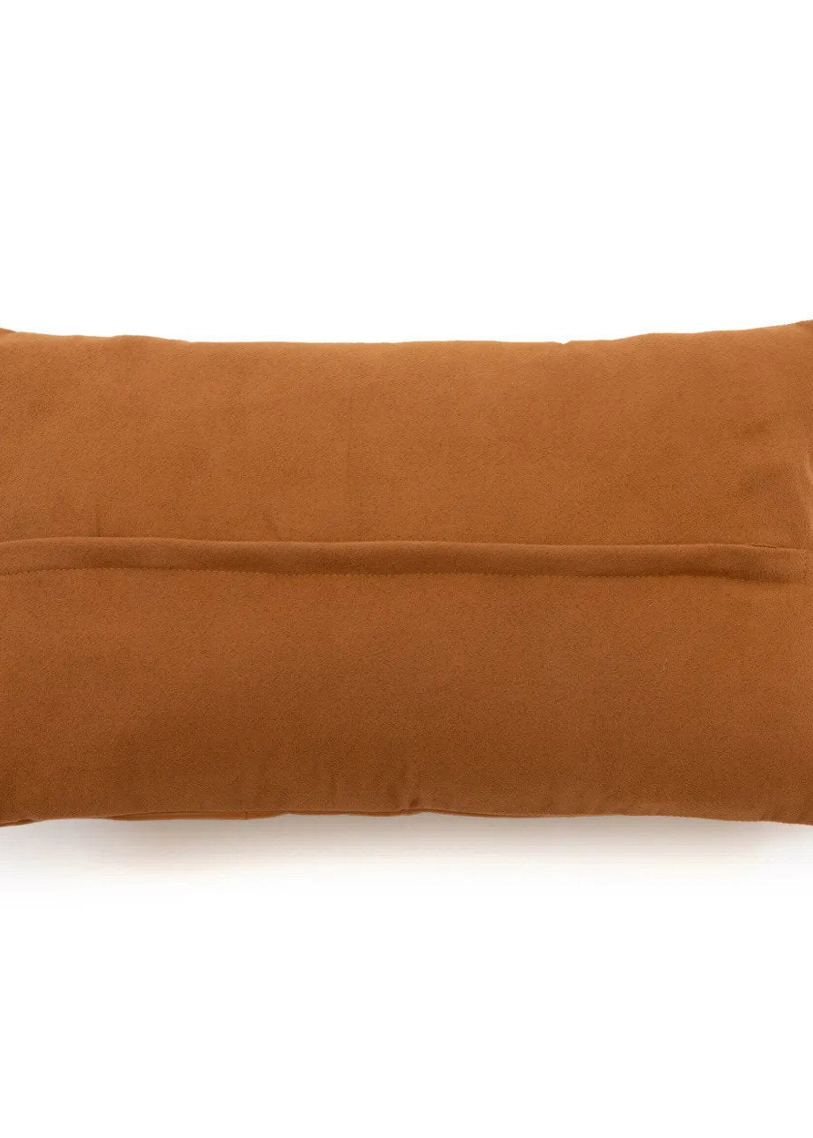 Bazar Bizar Antwerp The Six Panel Leather Cushion Cover - Camel - 30x50