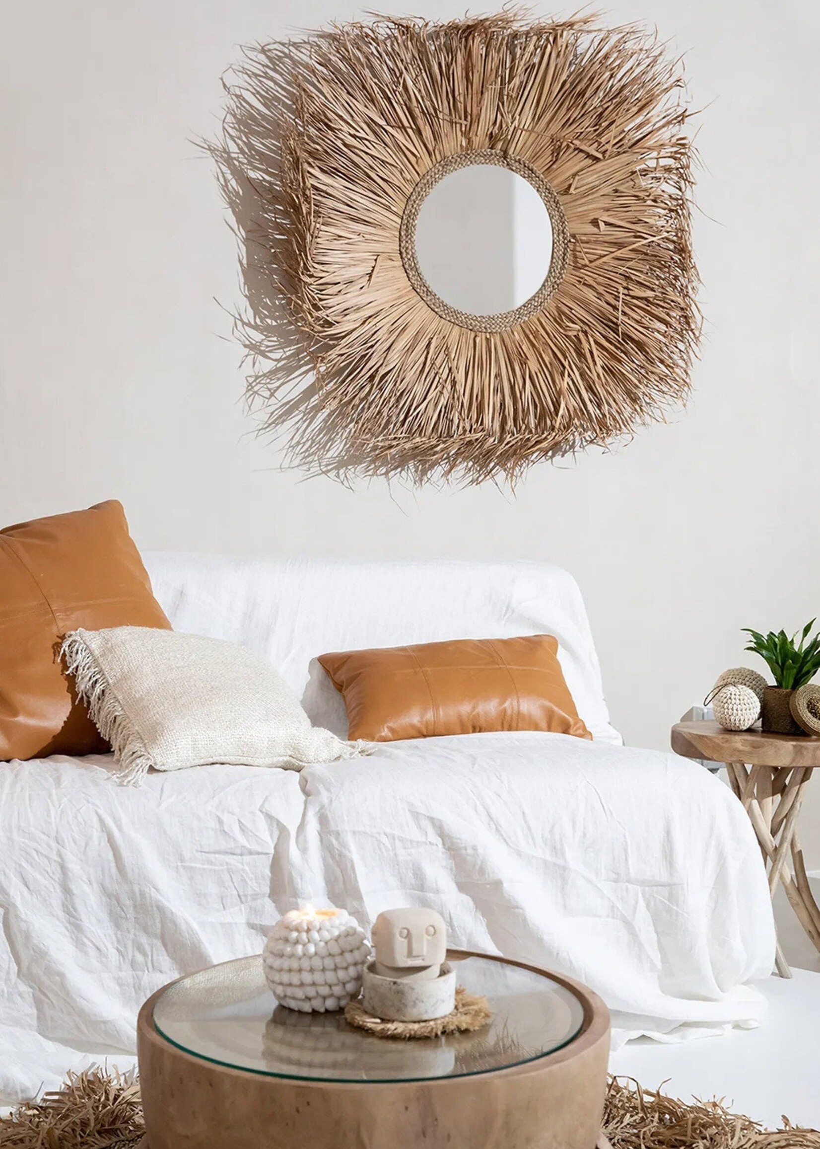 Bazar Bizar Antwerp The Six Panel Leather Cushion Cover - Camel - 30x50