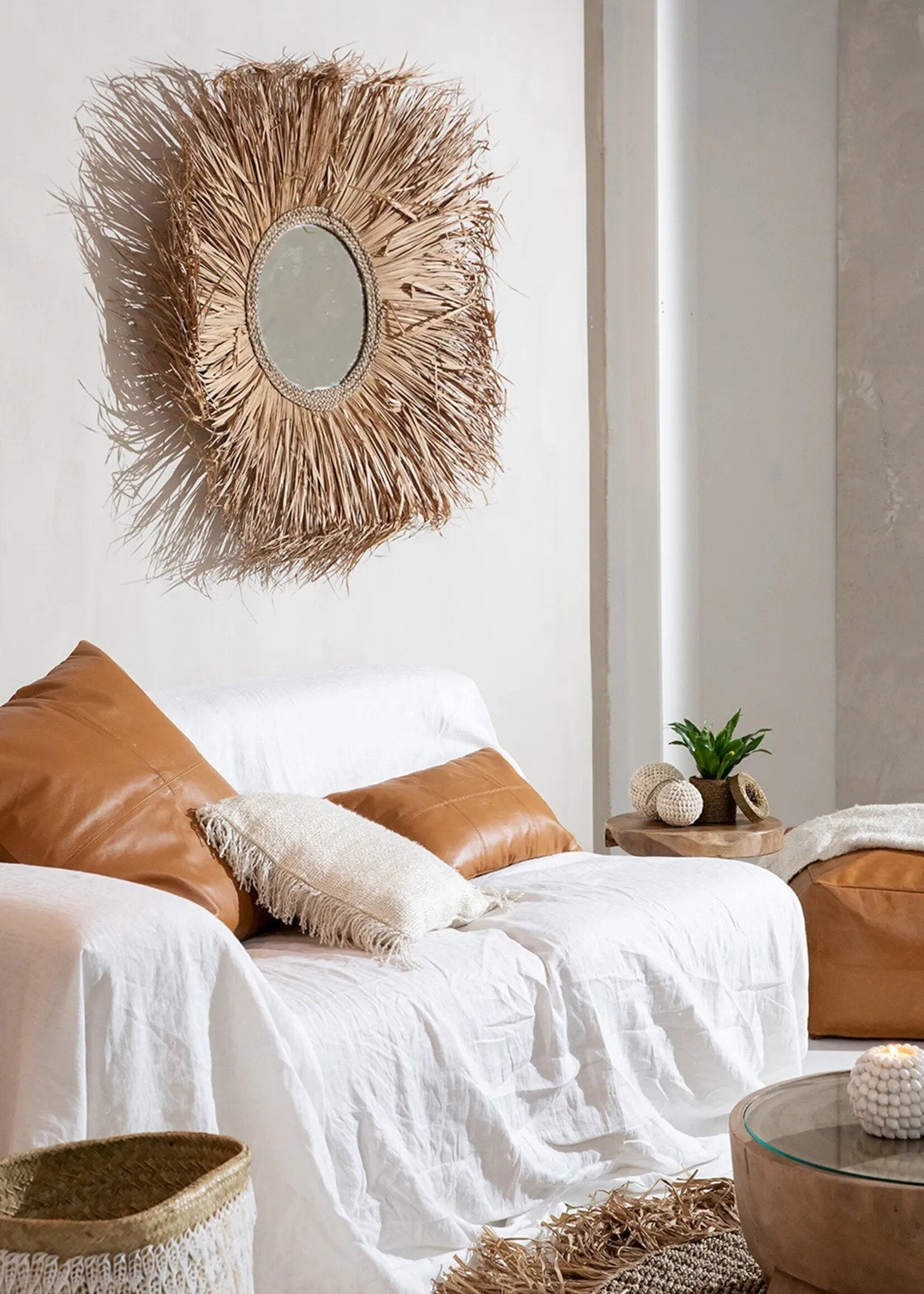 Bazar Bizar Antwerp The Six Panel Leather Cushion Cover - Camel - 30x50