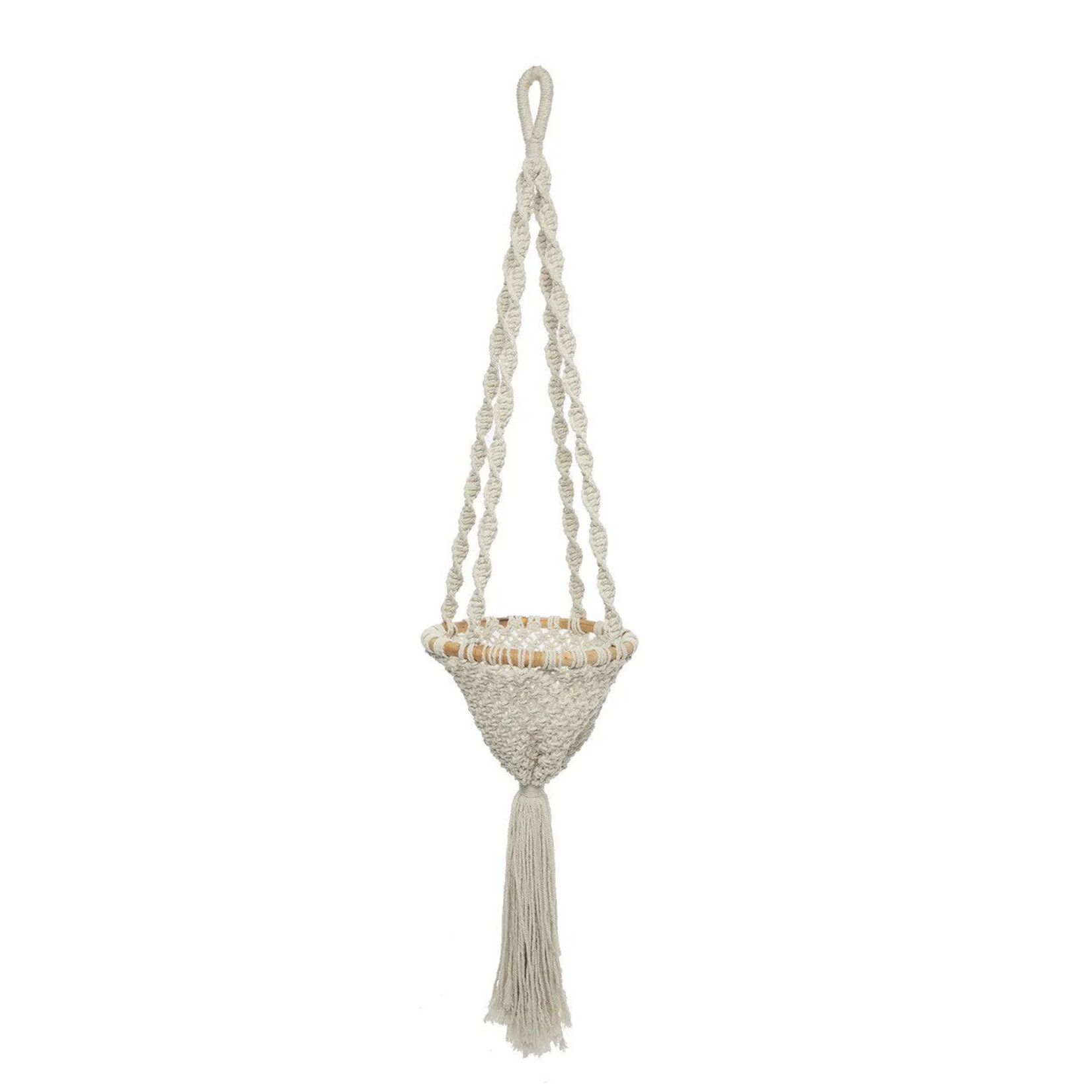 Bazar Bizar The Twisted Macramé Plant Holder - Natural White - L