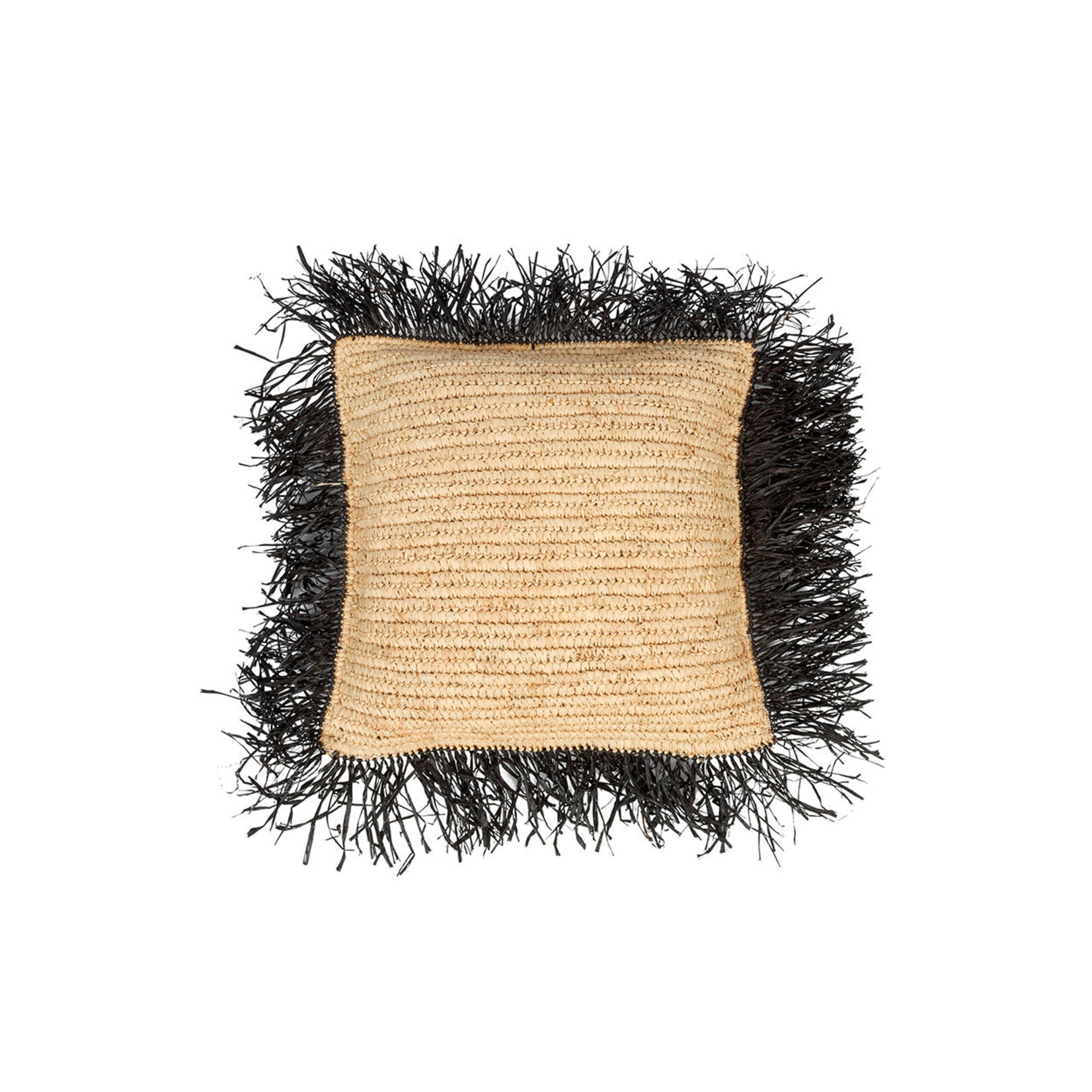 Bazar Bizar Antwerp The Raffia Cushion Cover Square - Natural Black - 40x40