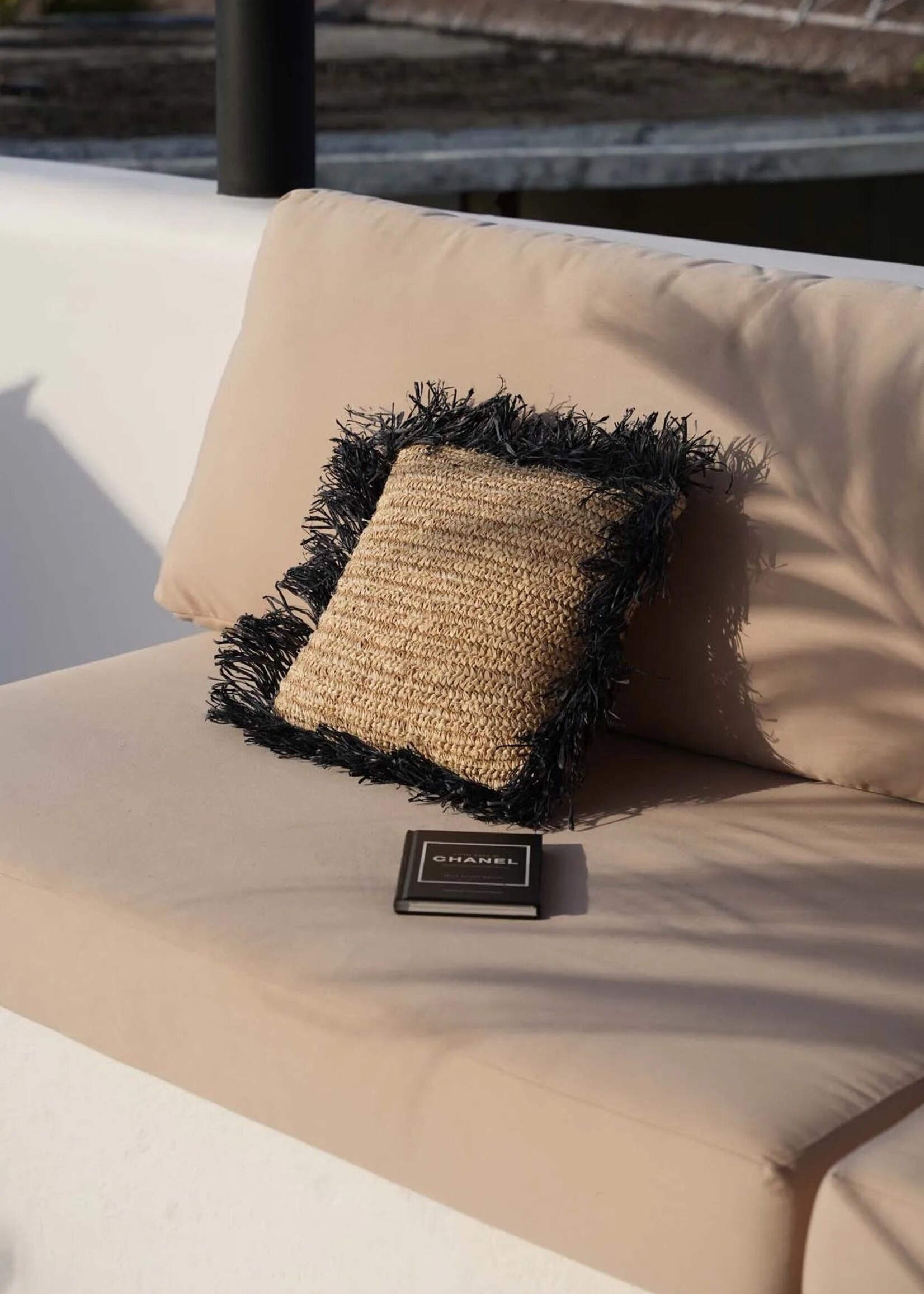 Bazar Bizar Antwerp The Raffia Cushion Cover Square - Natural Black - 40x40