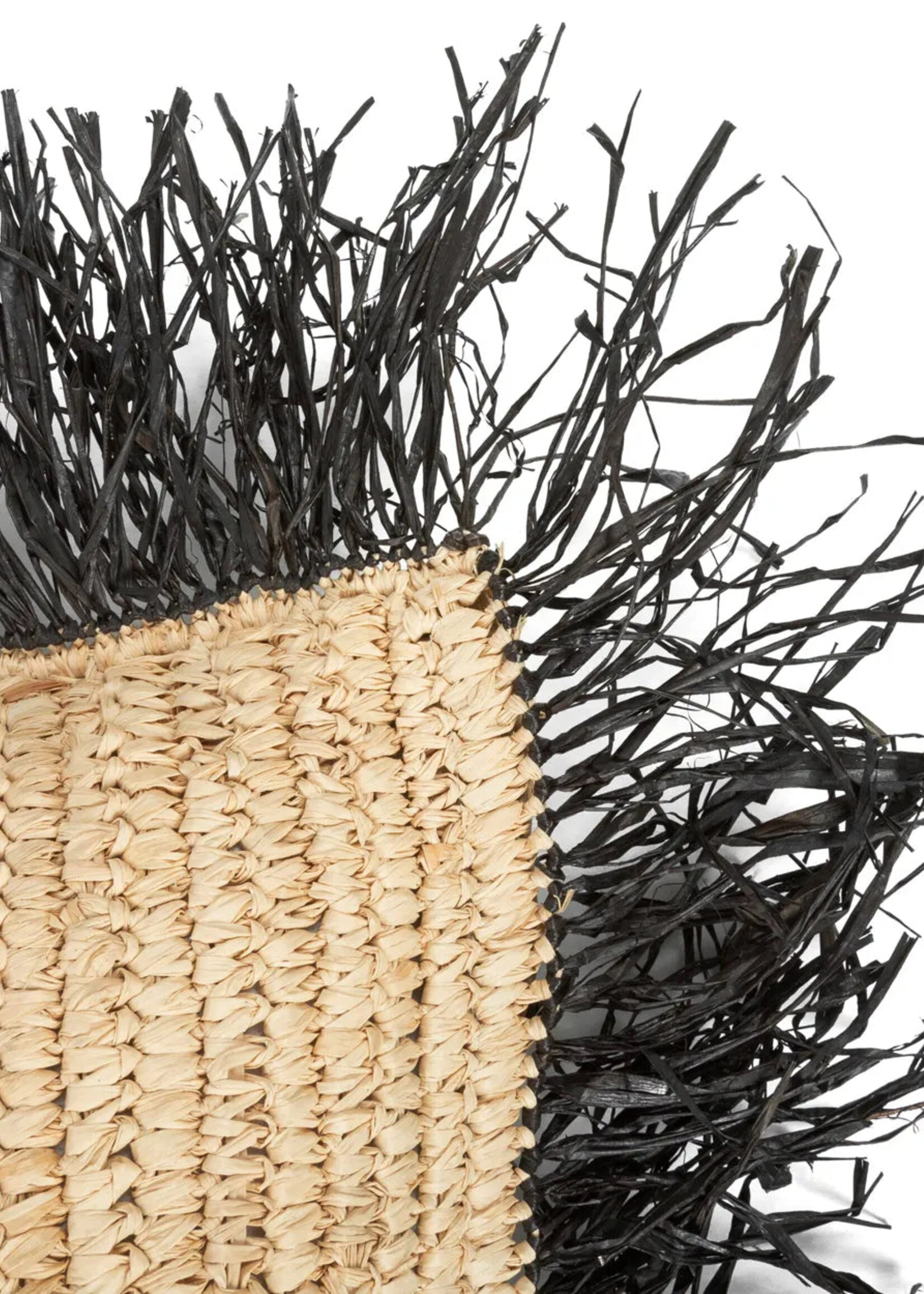 Bazar Bizar Antwerp The Raffia Cushion Cover Square - Natural Black - 40x40