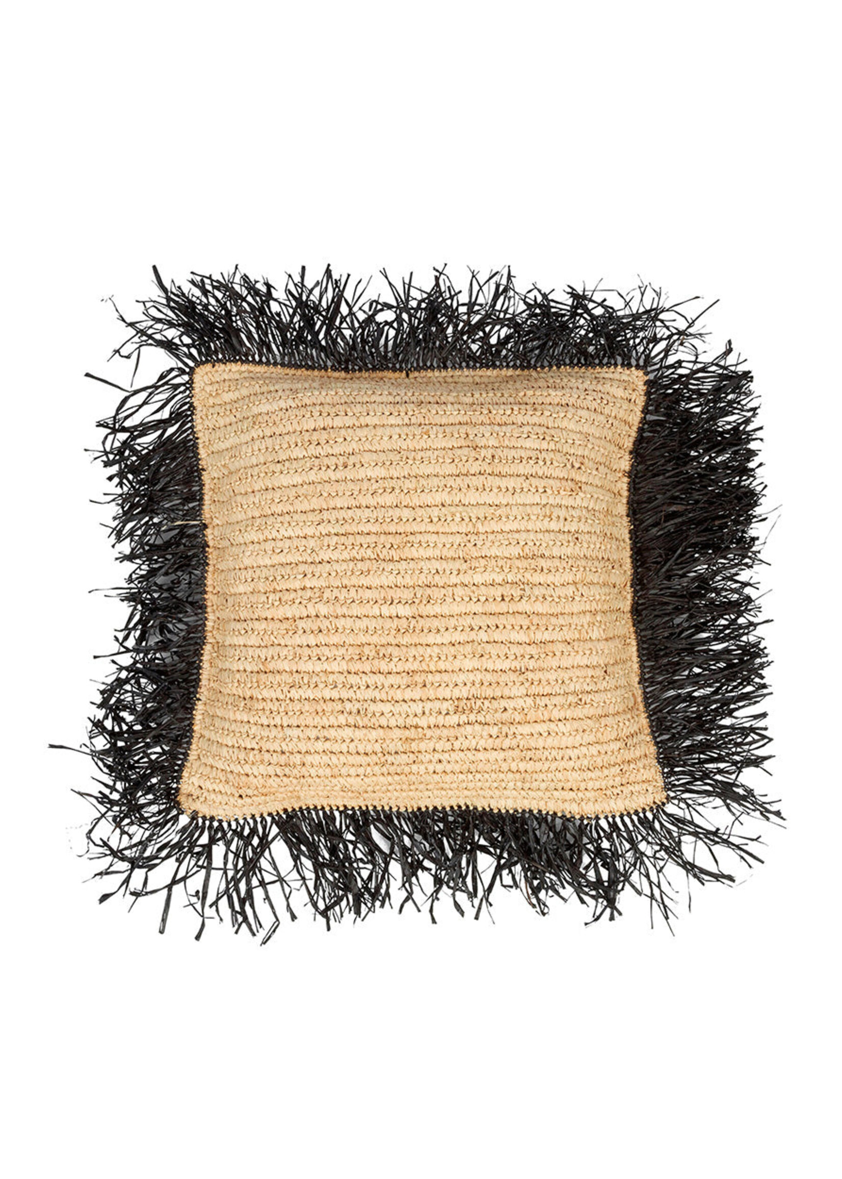Bazar Bizar Antwerp The Raffia Cushion Cover Square - Natural Black - 40x40