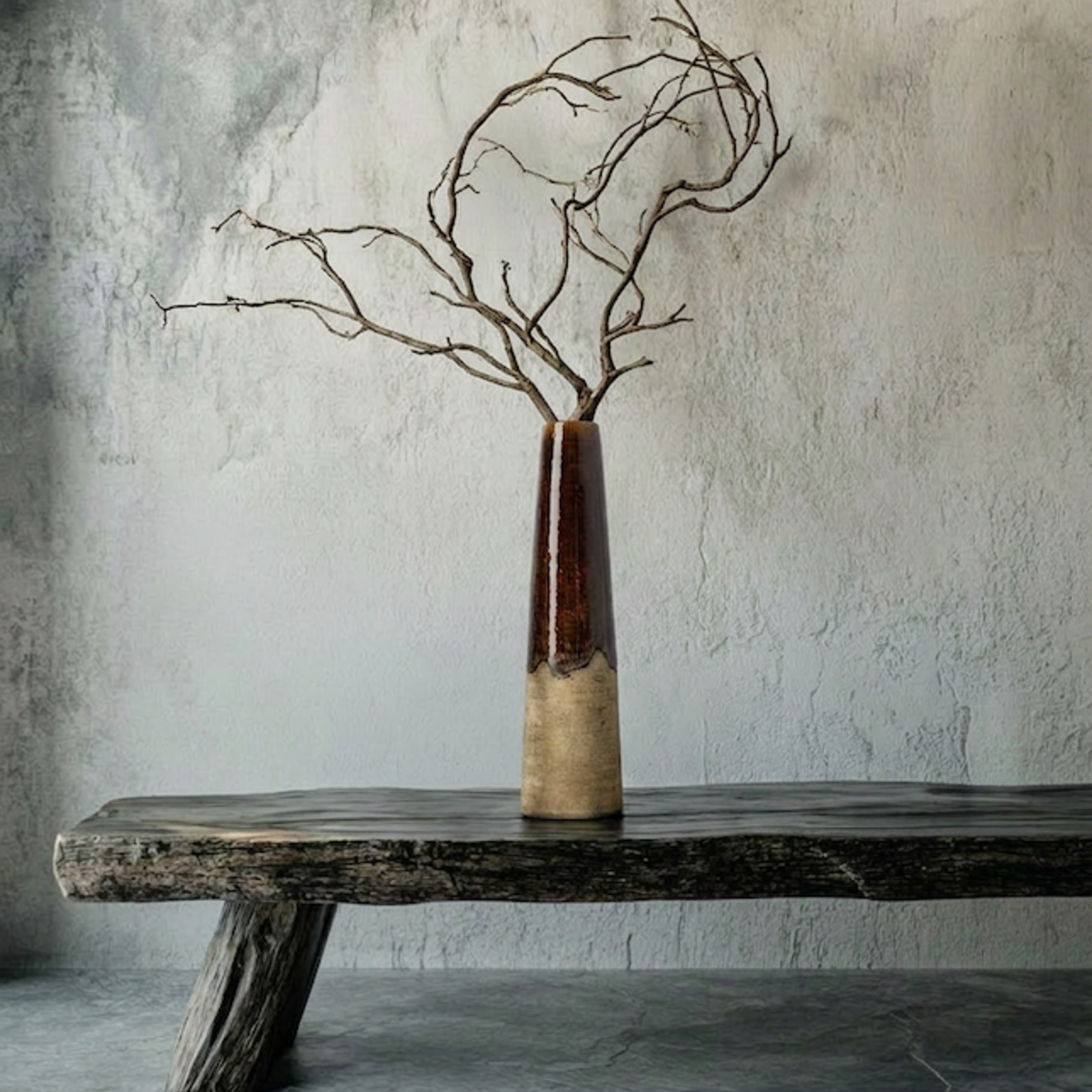 Bazar Bizar Antwerp The Amber Cone Vase - Concrete Brown - L