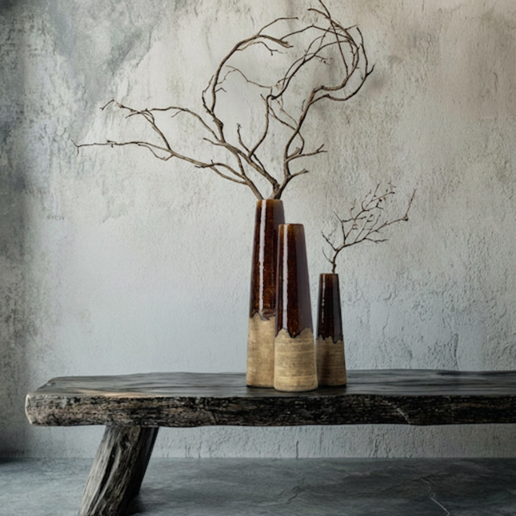 Bazar Bizar Antwerp The Amber Cone Vase - Concrete Brown - M