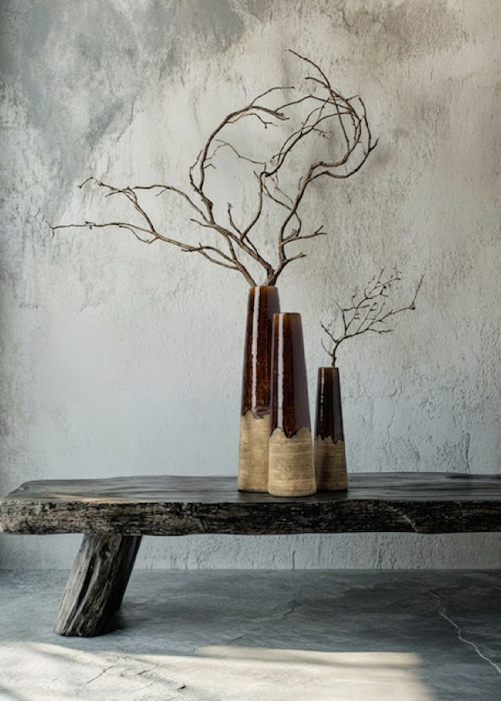 Bazar Bizar Antwerp The Amber Cone Vase - Concrete Brown - M