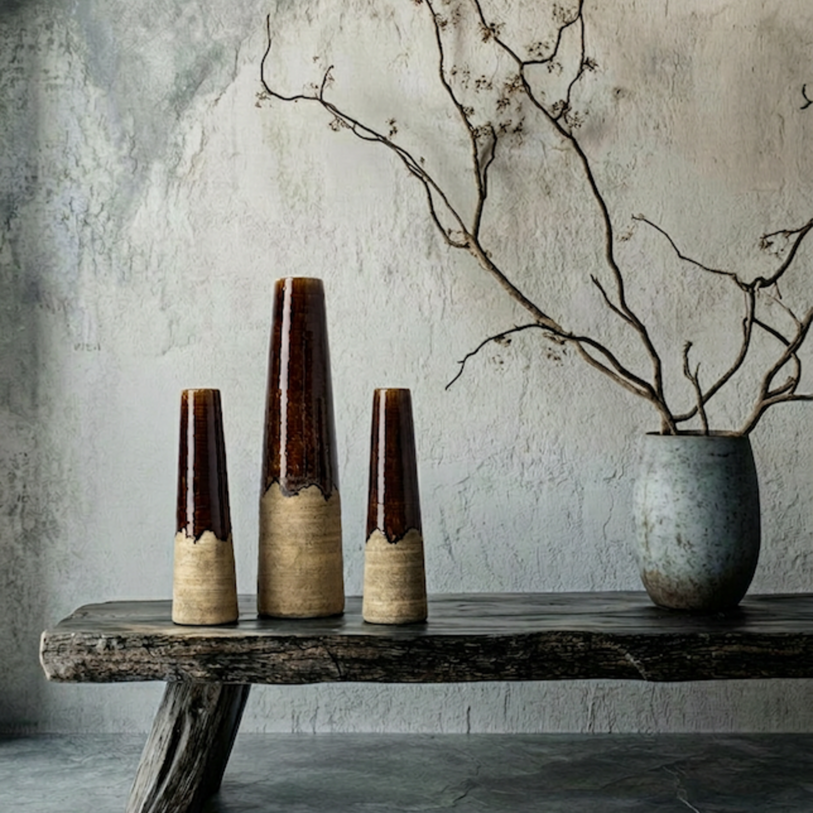 Bazar Bizar Antwerp The Amber Cone Vase - Concrete Brown - S