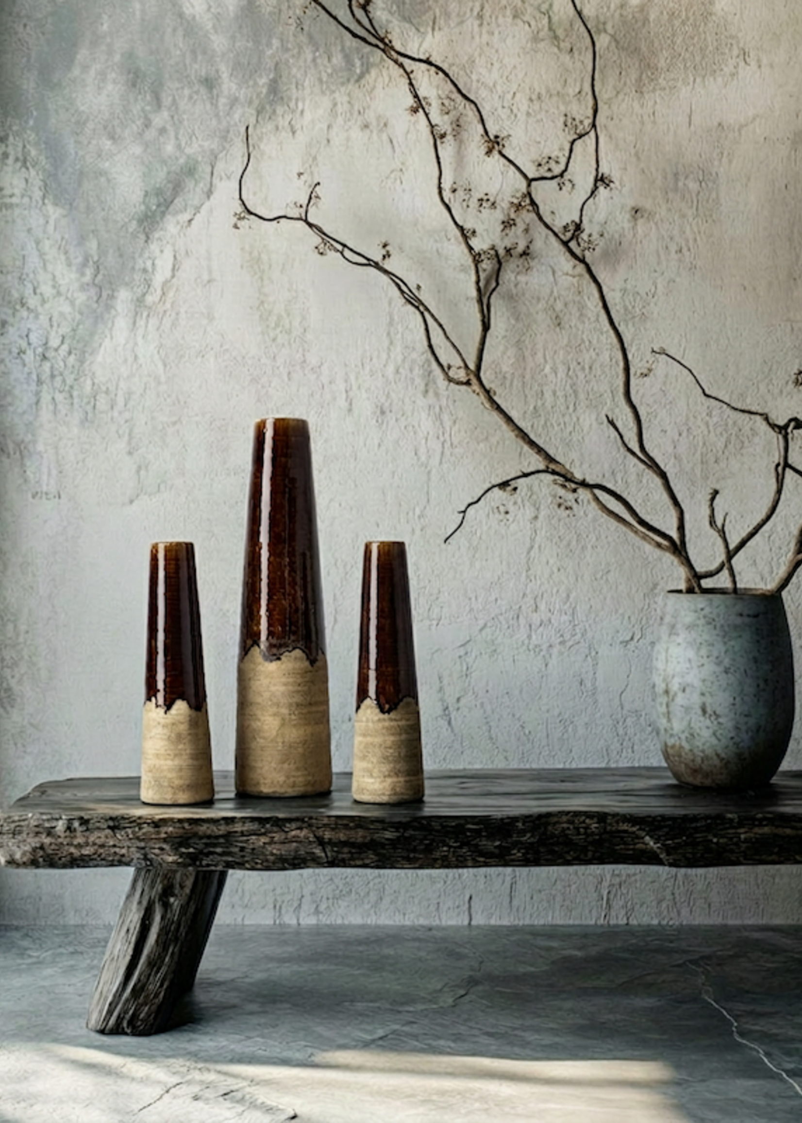 Bazar Bizar Antwerp The Amber Cone Vase - Concrete Brown - S