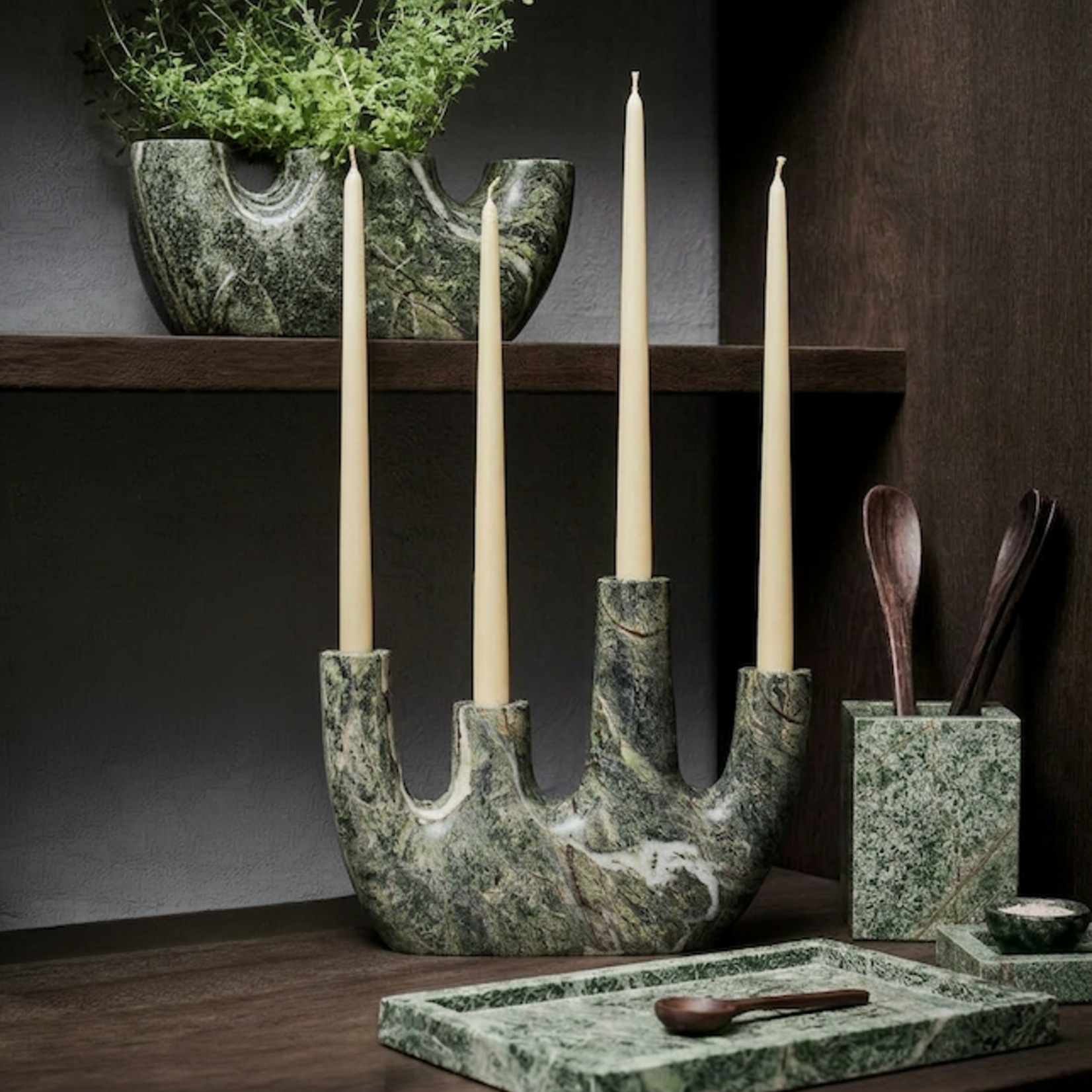 Bazar Bizar Antwerp The Bidasar Marble Vase - Green - High