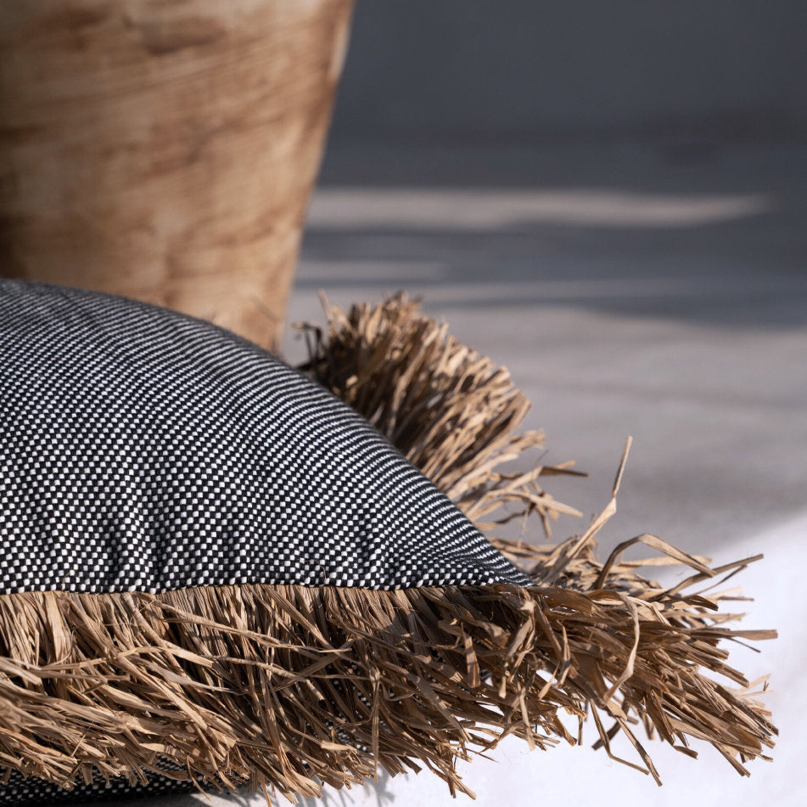 Bazar Bizar Antwerp The Cotton Bonita Cushion Cover - Natural Black - 60x60