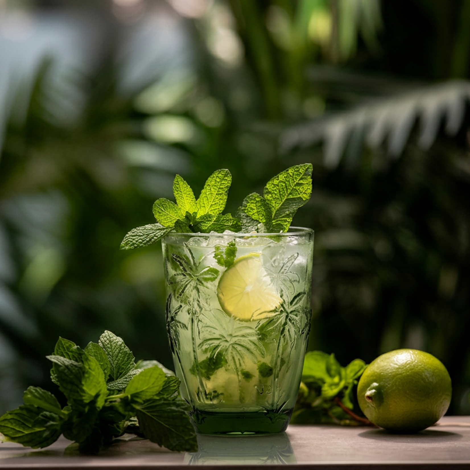 Bazar Bizar Antwerp The Palm Breeze Water Glass - Green