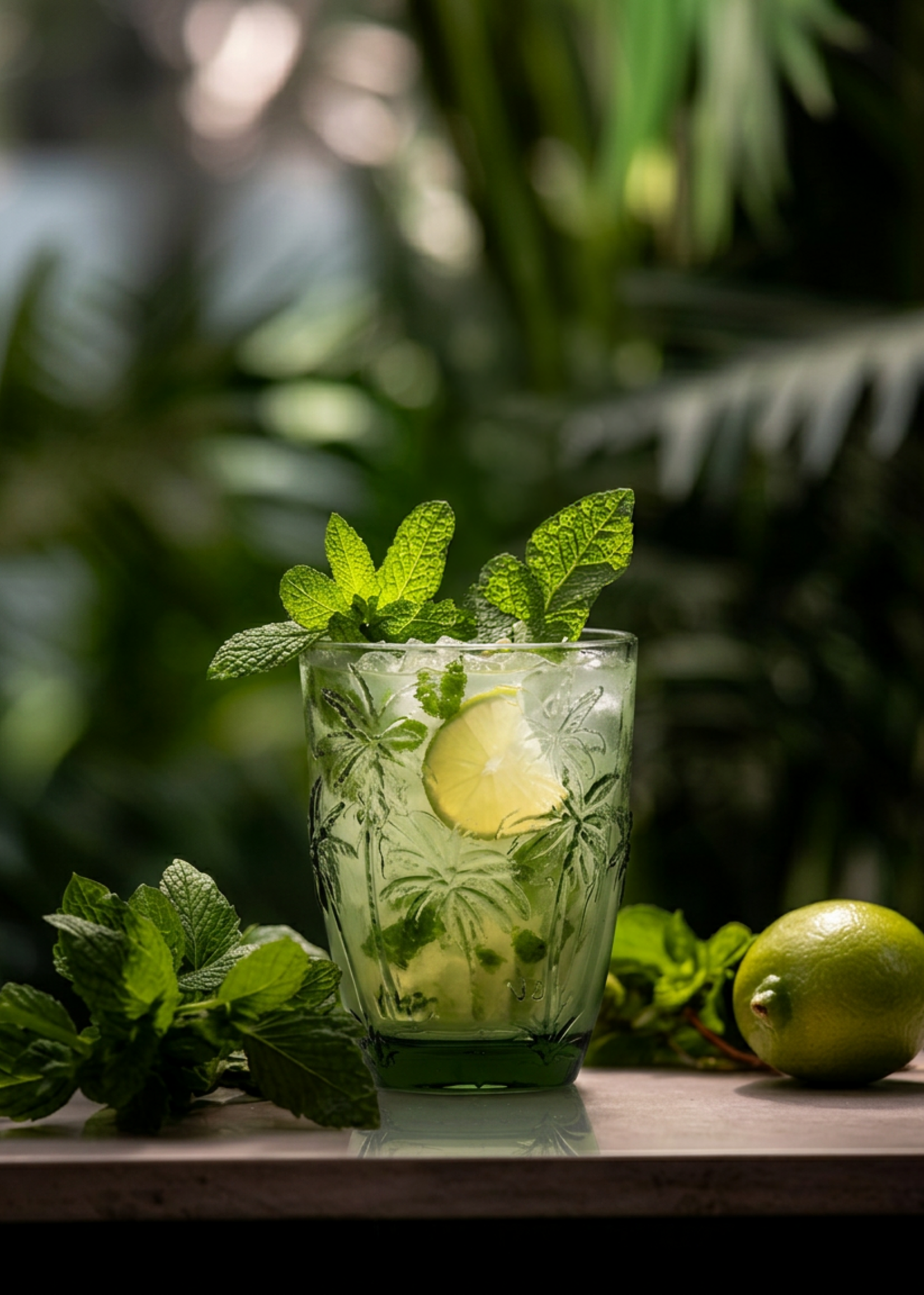 Bazar Bizar Antwerp The Palm Breeze Water Glass - Green