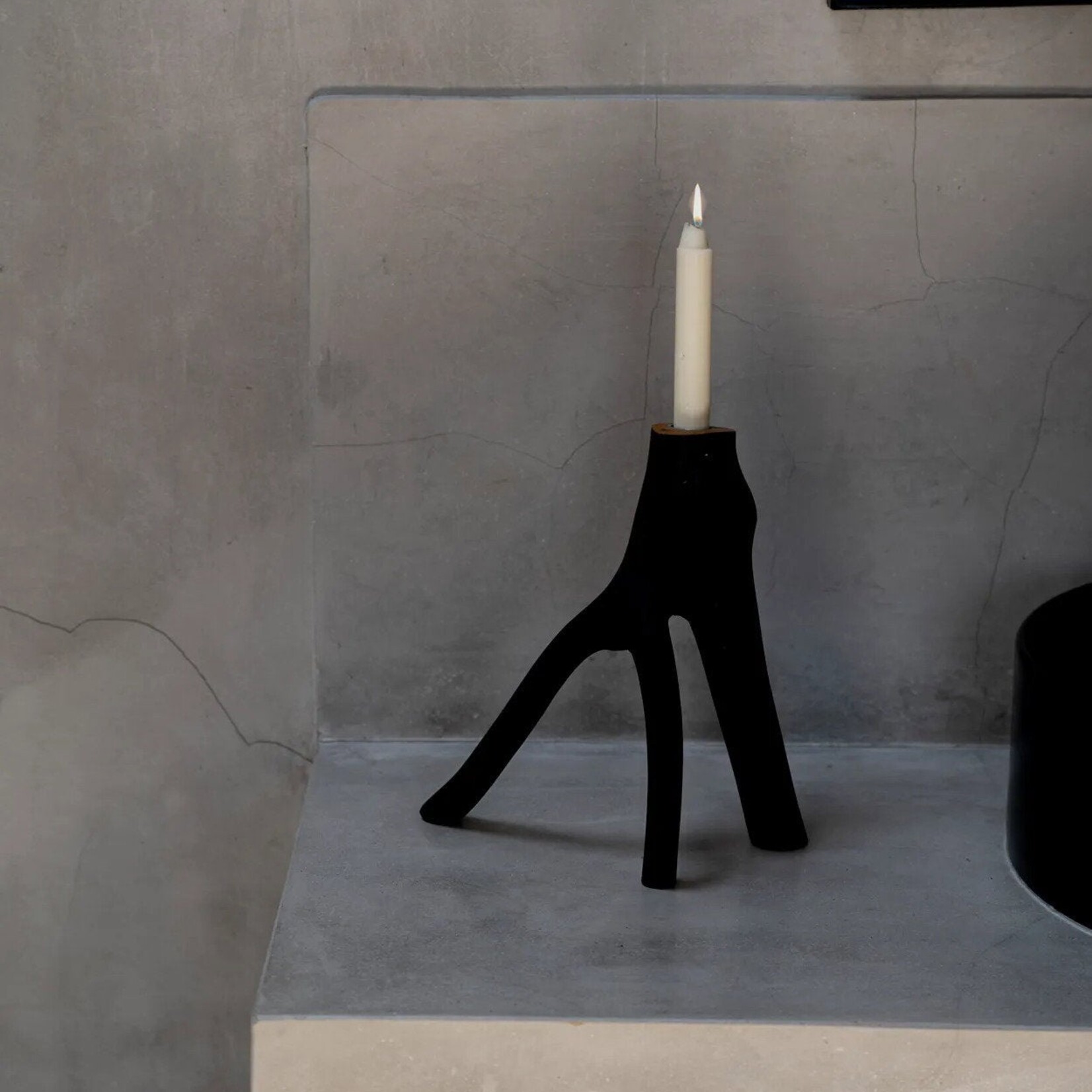 Bazar Bizar Antwerp The Triple Twig Candle Holder - Black