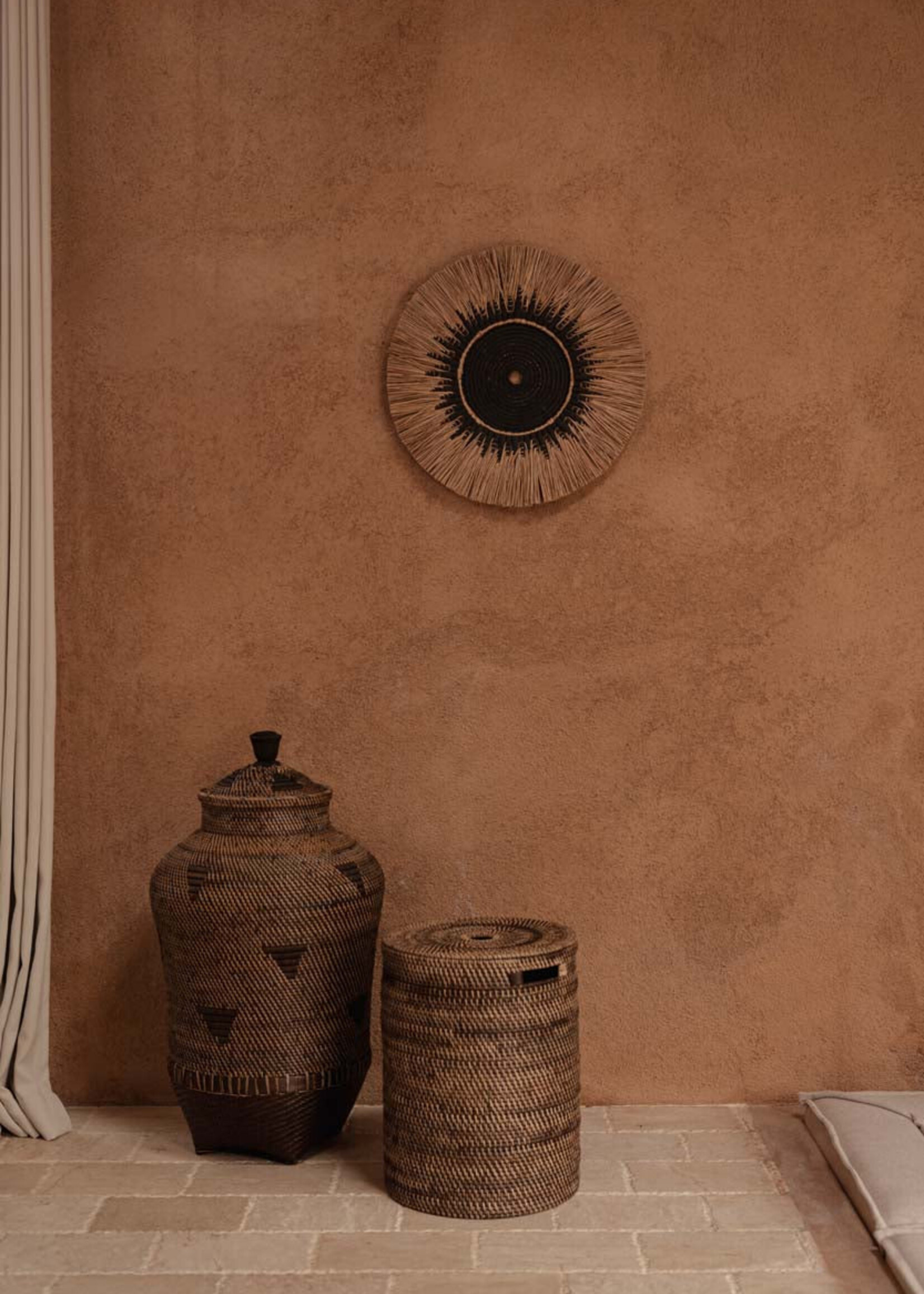 Bazar Bizar Antwerp The Raffia Macramé Wall Deco - Black Natural