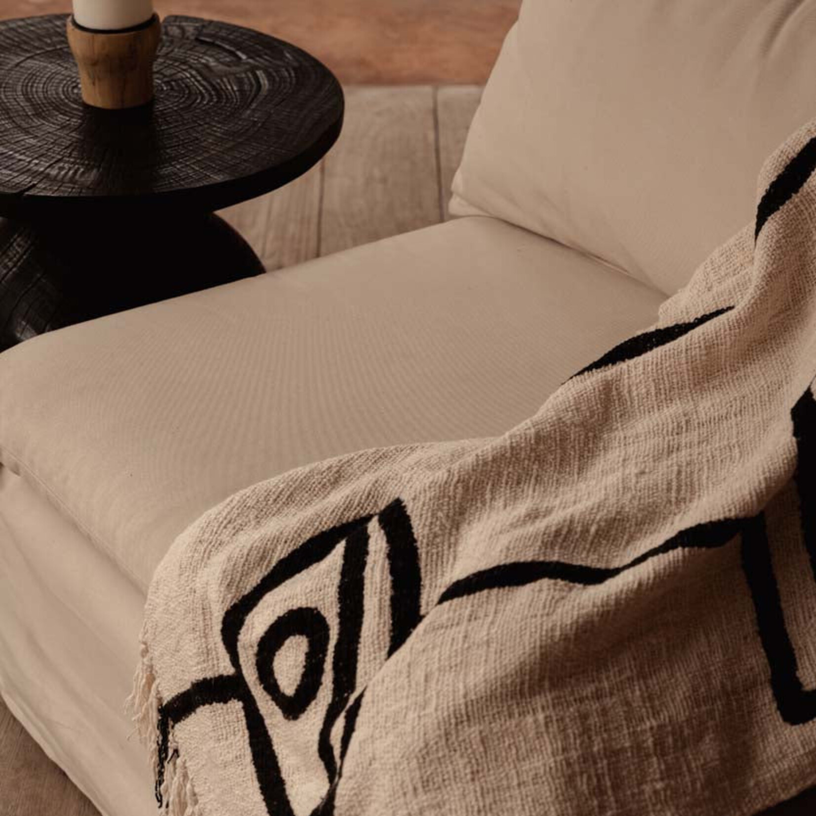 Bazar Bizar Antwerp The Evil Eye Bed Throw - Natural Black