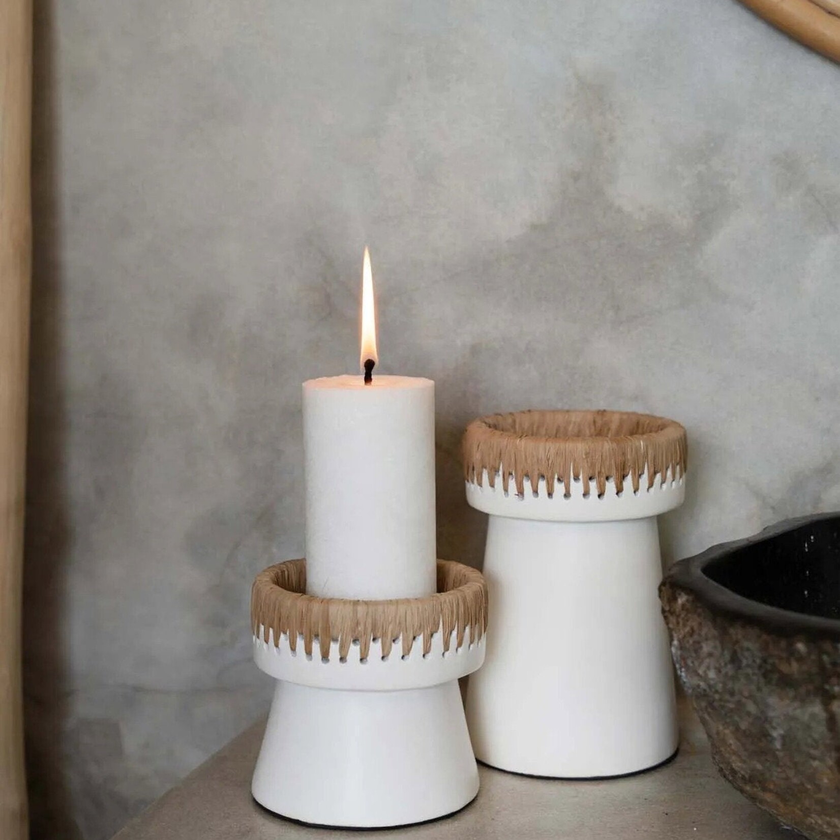 Bazar Bizar Antwerp The Pretty Candle Holder - White Natural - S