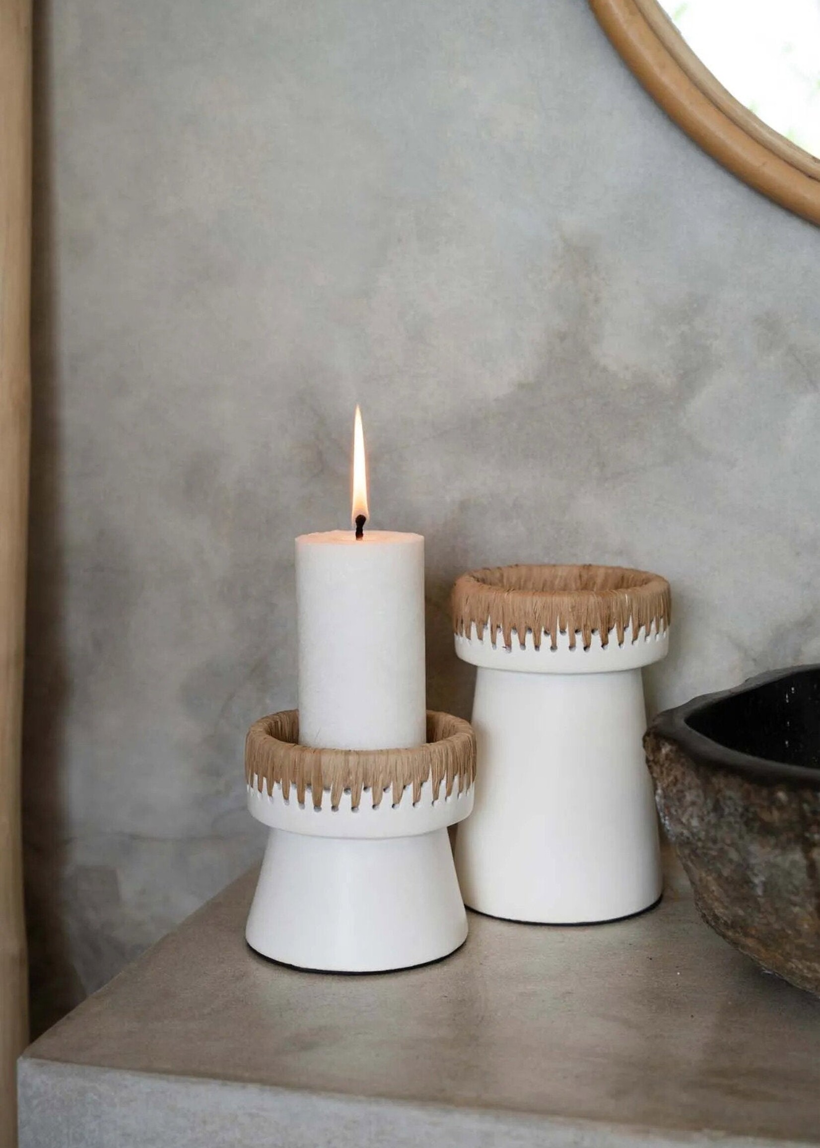 Bazar Bizar Antwerp The Pretty Candle Holder - White Natural - S