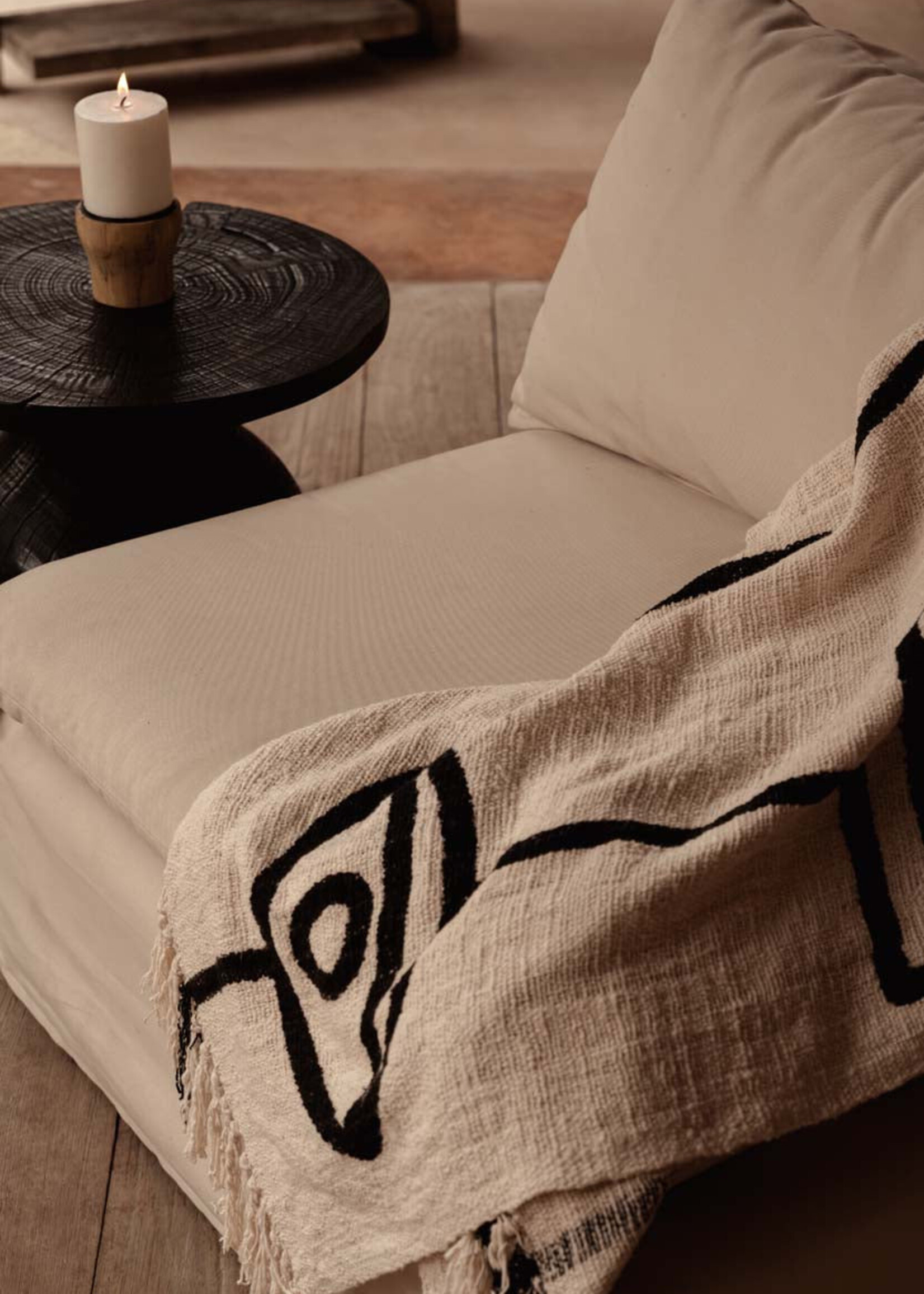 Bazar Bizar Antwerp The Evil Eye Bed Throw - Natural Black