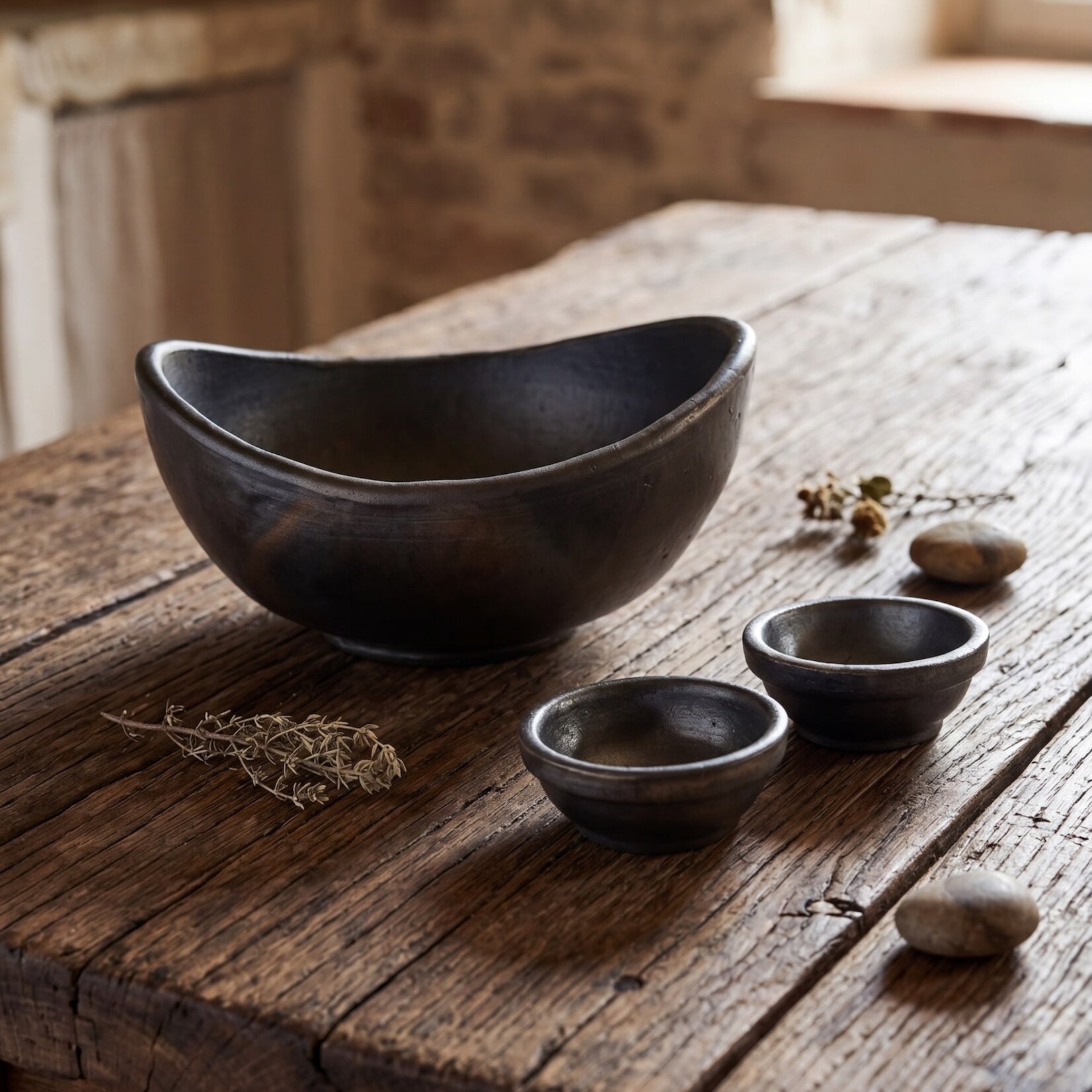 Bazar Bizar Antwerp The Burned Curved Bowls - Black - Set of 3