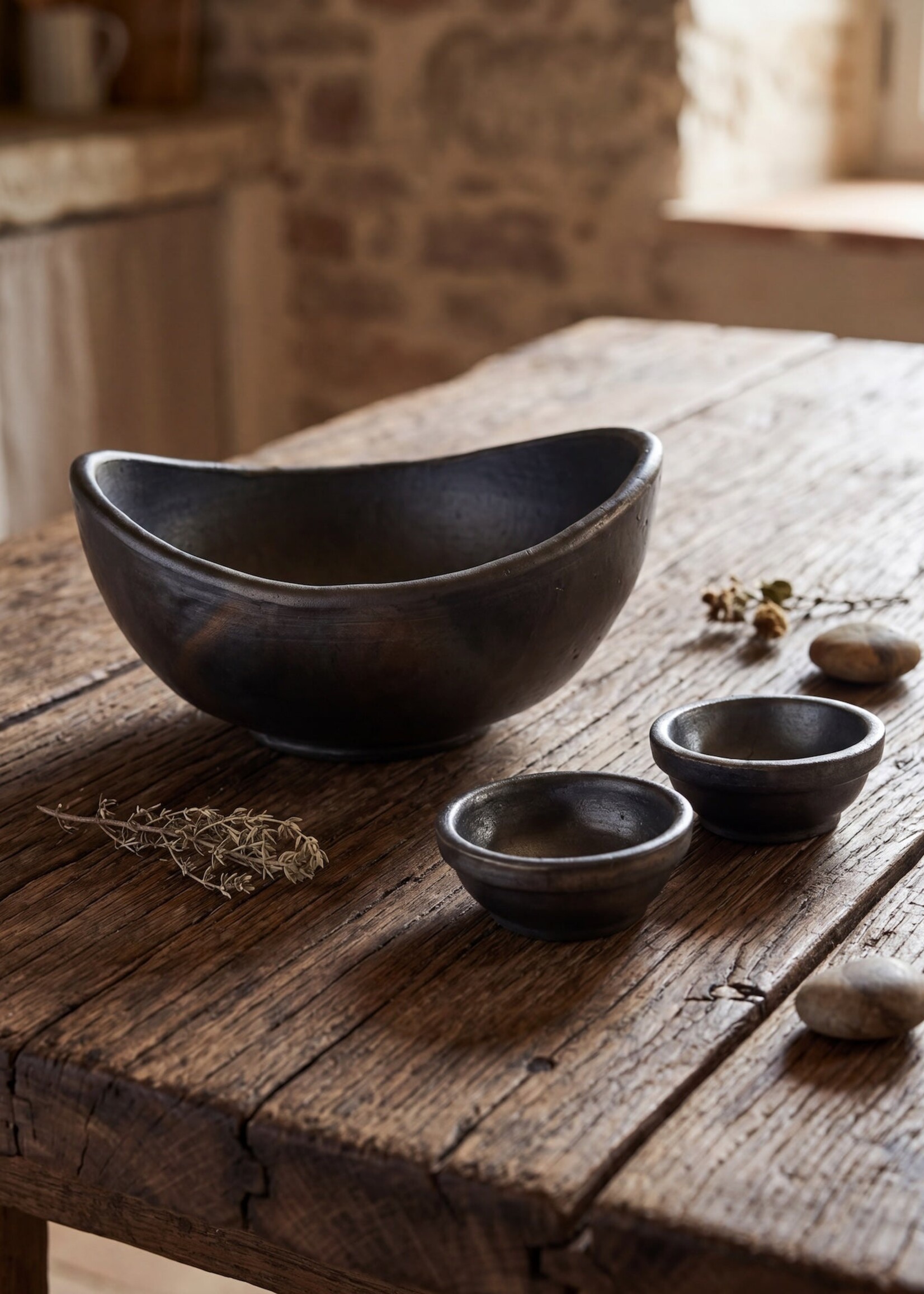Bazar Bizar Antwerp The Burned Curved Bowls - Black - Set of 3