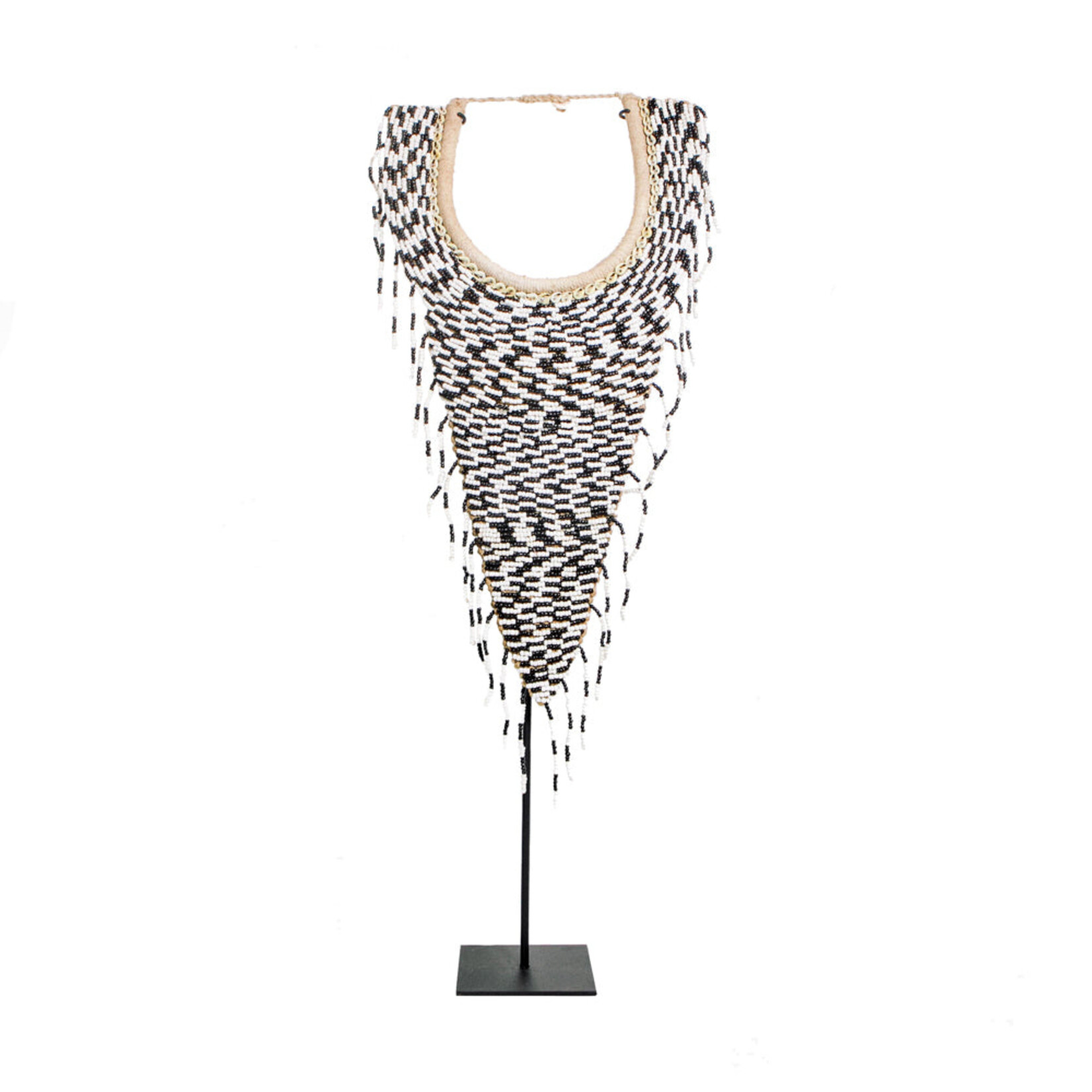 Bazar Bizar Antwerp The Tribal Beaded Necklace on Stand - Black White
