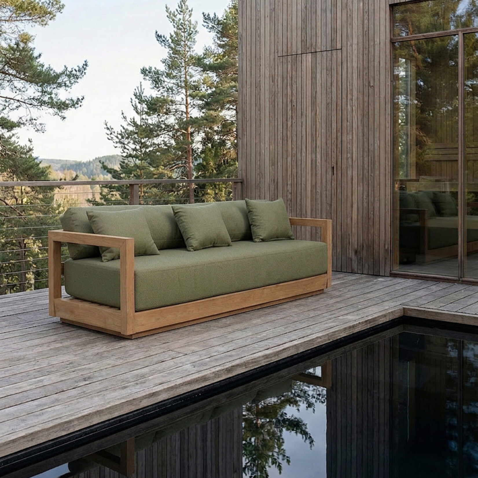Bazar Bizar Antwerp The Umalas Three Seater Sofa - Outdoor - Green Alga