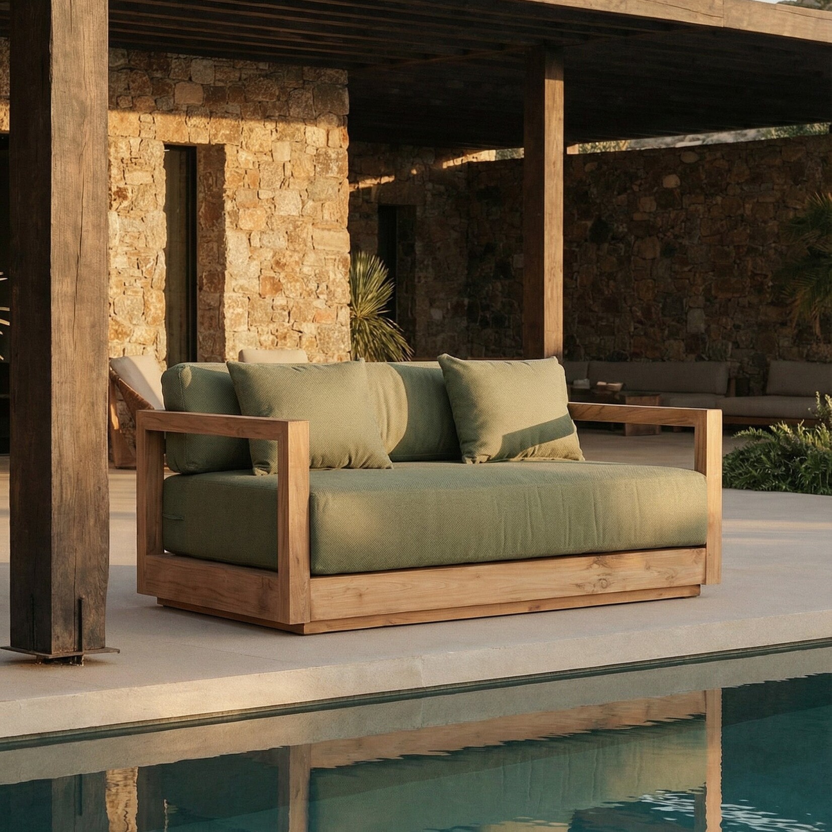 Bazar Bizar Antwerp The Umalas Two Seater Sofa - Outdoor - Green Alga