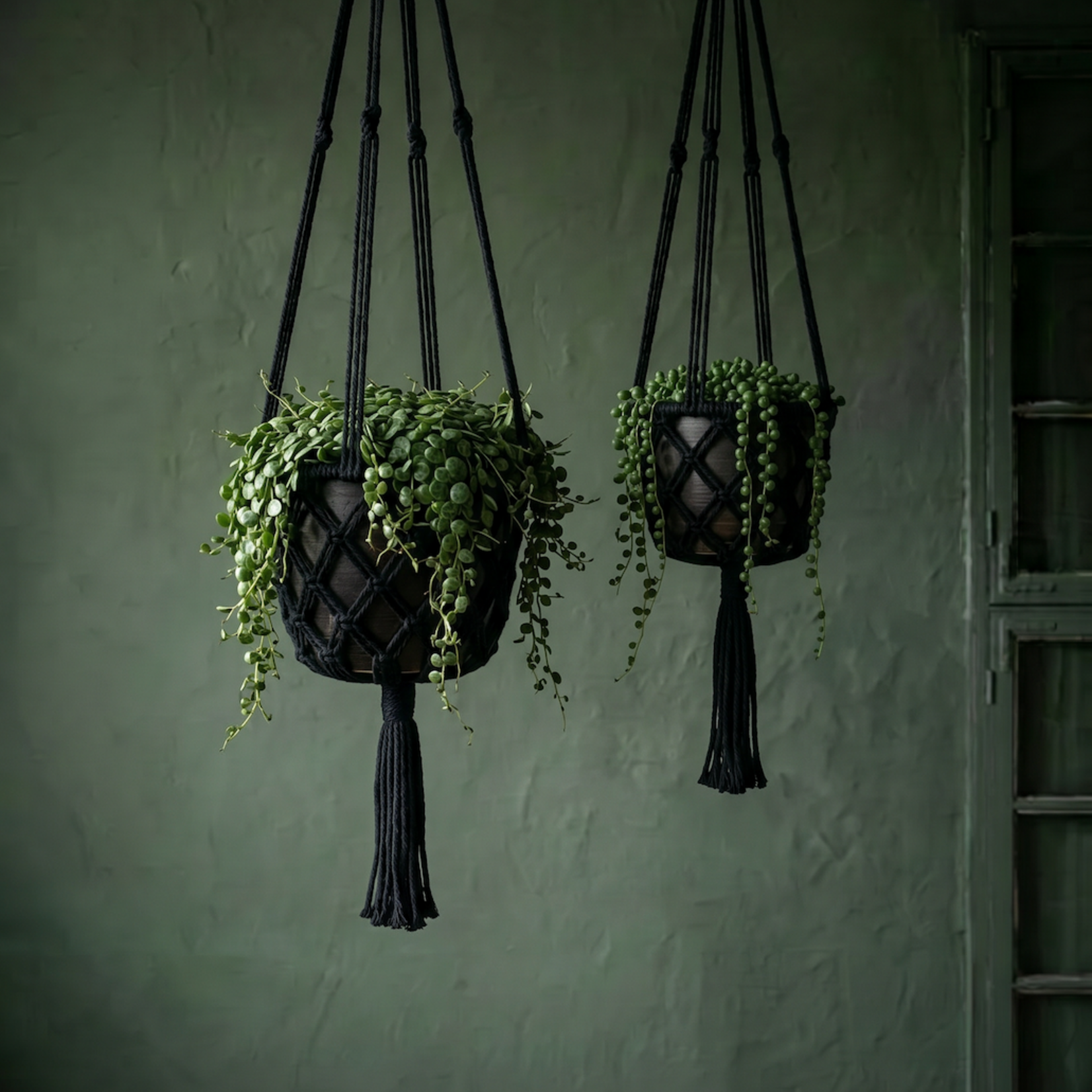 Bazar Bizar Antwerp The Macrame Plant Holder - Black - M