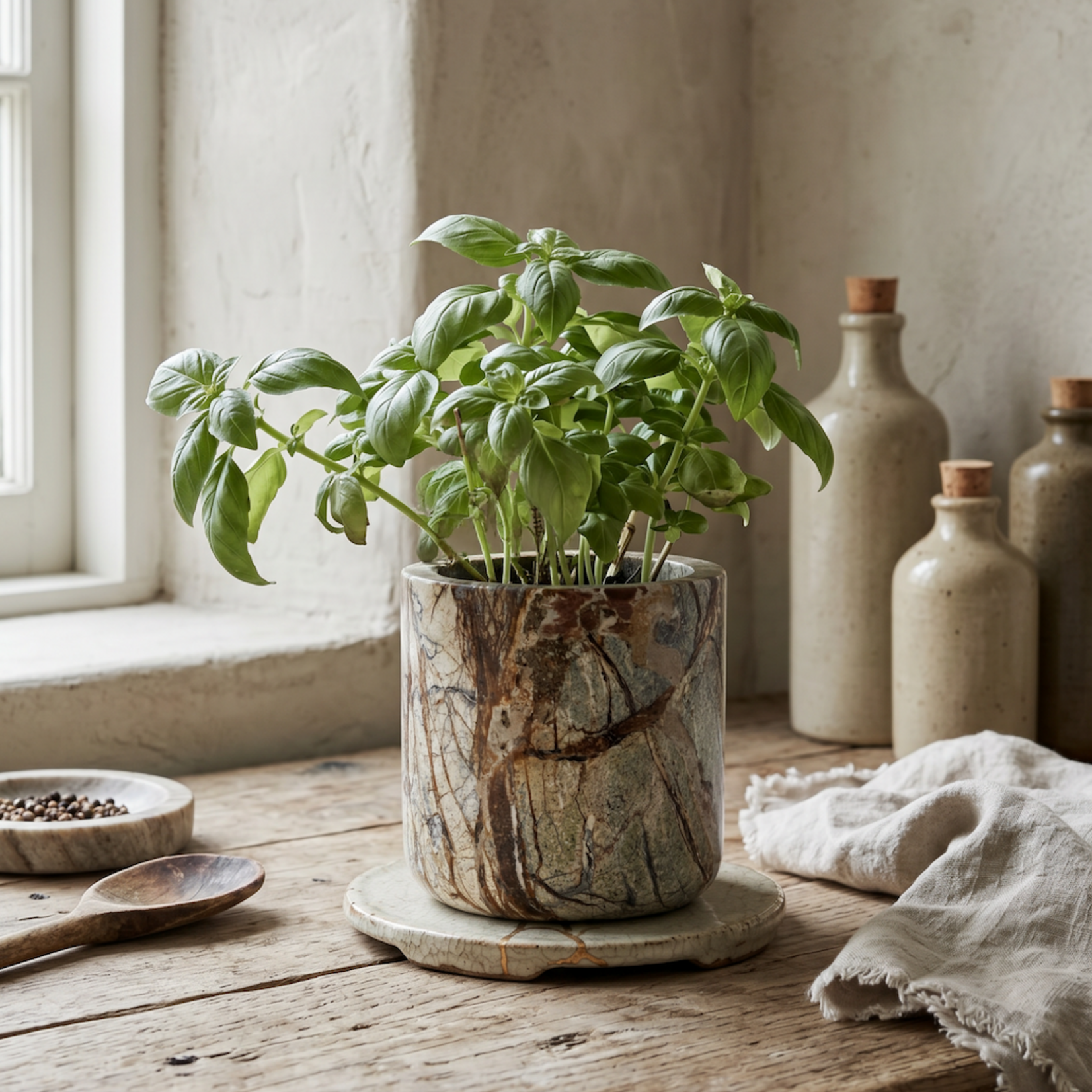 Bazar Bizar Antwerp The Bidasar Marble Planter - Green