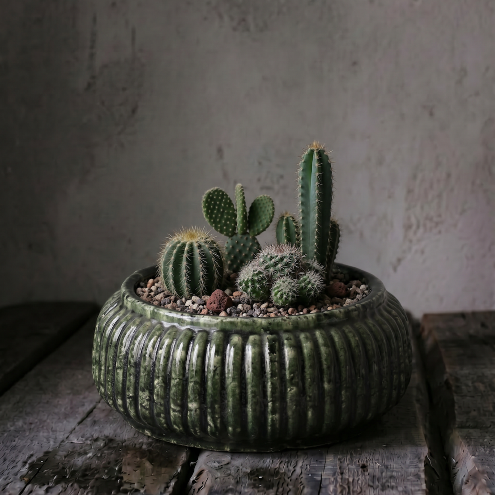 Bazar Bizar Antwerp The Forest Ribbed Bowl Planter - Forest Green - Low