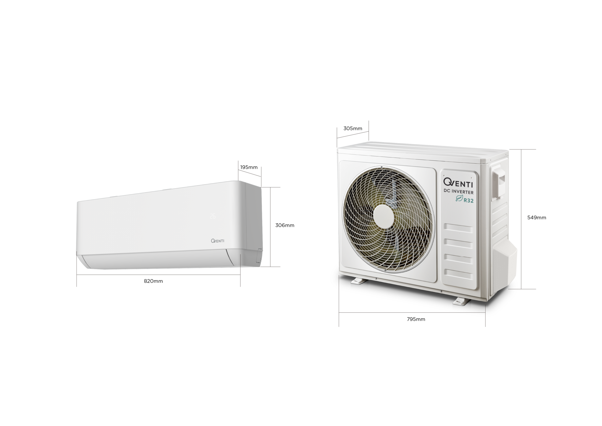 QVENTI HECO Single-split Wand airco set 3.5kW