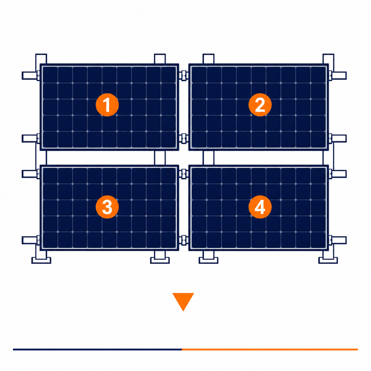 Blubase Connect | Montageset | 4 panelen | Landscape | Plat dak | Zuid