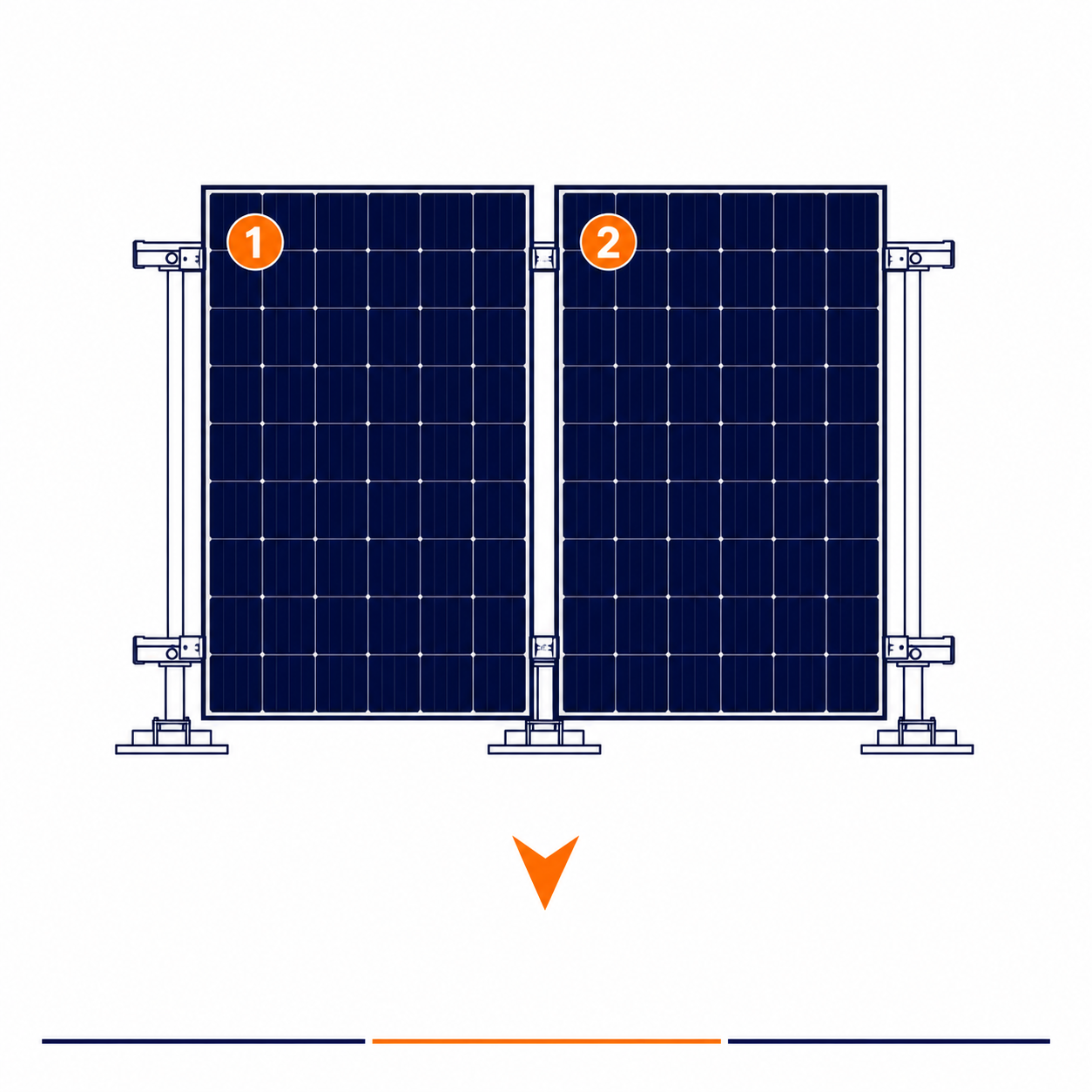 Blubase Connect | Montageset | 2 panelen | Portrait | Plat dak | Zuid
