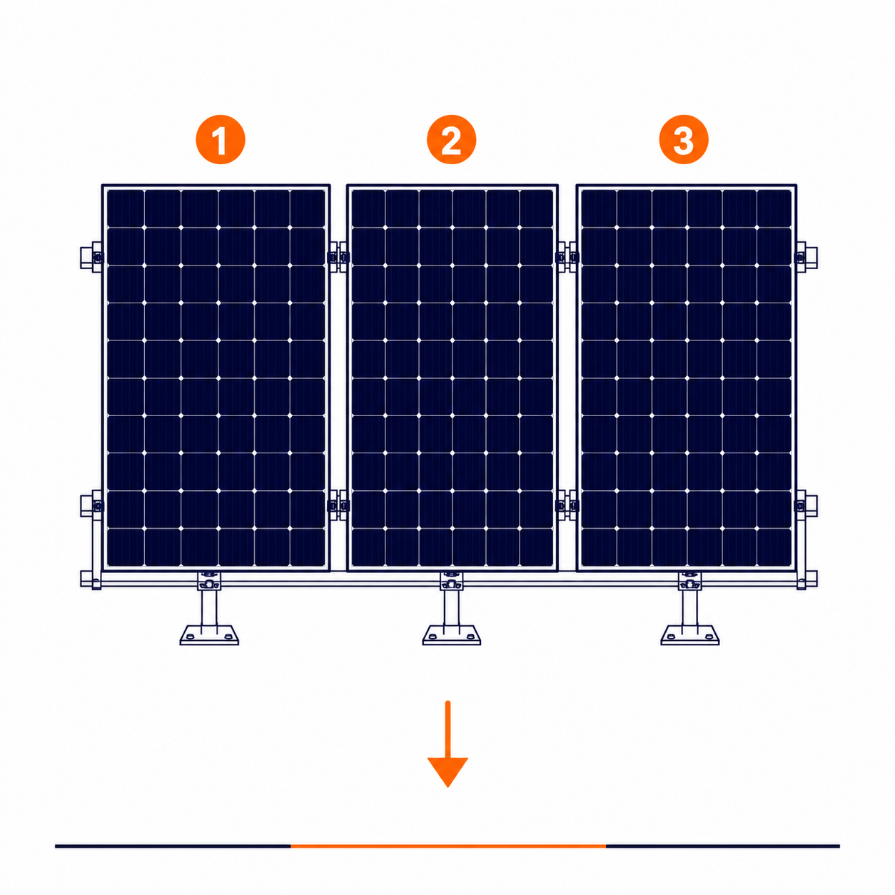 Blubase Connect | Montageset | 3 panelen | Portrait | Plat dak | Zuid