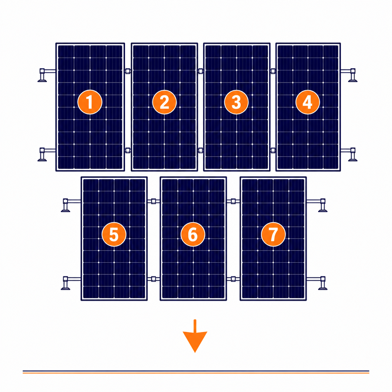 Blubase Connect | Montageset | 7 panelen | Portrait | Plat dak | Zuid
