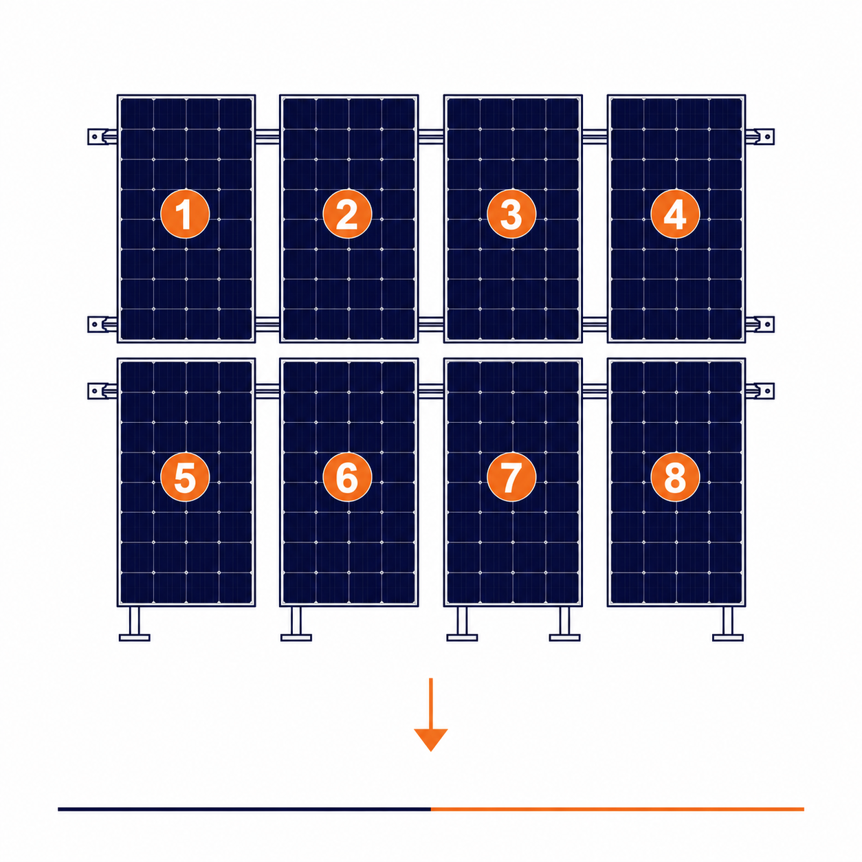Blubase Connect | Montageset | 8 panelen | Portrait | Plat dak | Zuid