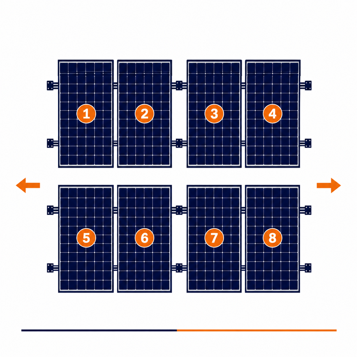 Blubase Connect | Montageset | 8 panelen | Landscape | Plat dak | Oost-West
