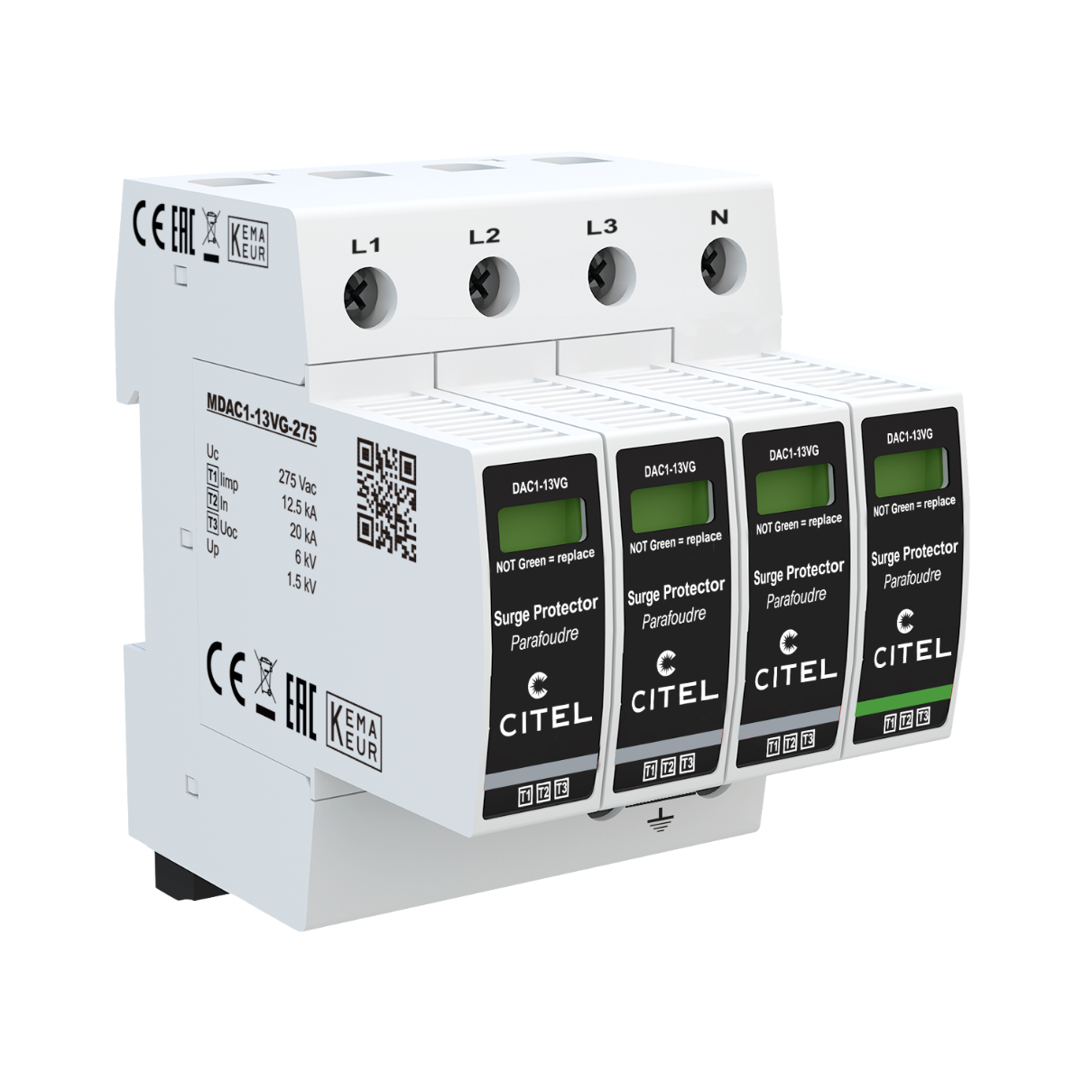 Citel DAC1-13VGS-31-275 - AC-overspanningsbeveiliging - 3-Fase+N