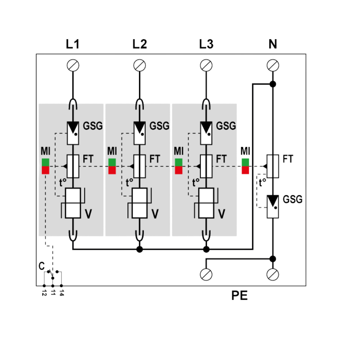 Citel DAC1-13VGS-31-275 - AC-overspanningsbeveiliging - 3-Fase+N