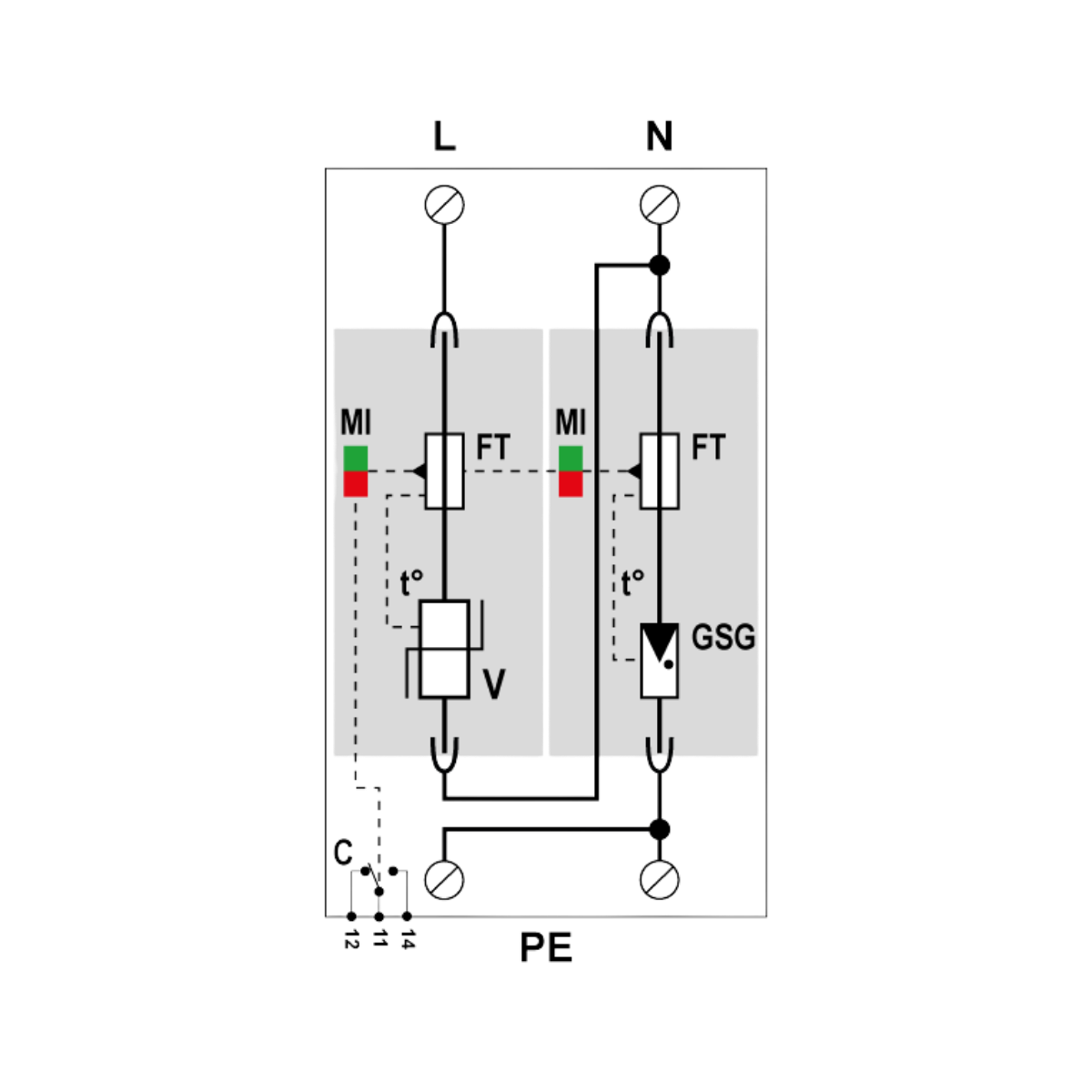 Citel DAC1-13S-11-275 AC-overspanningsbeveiliging - Type 1+2 - 1-Fase