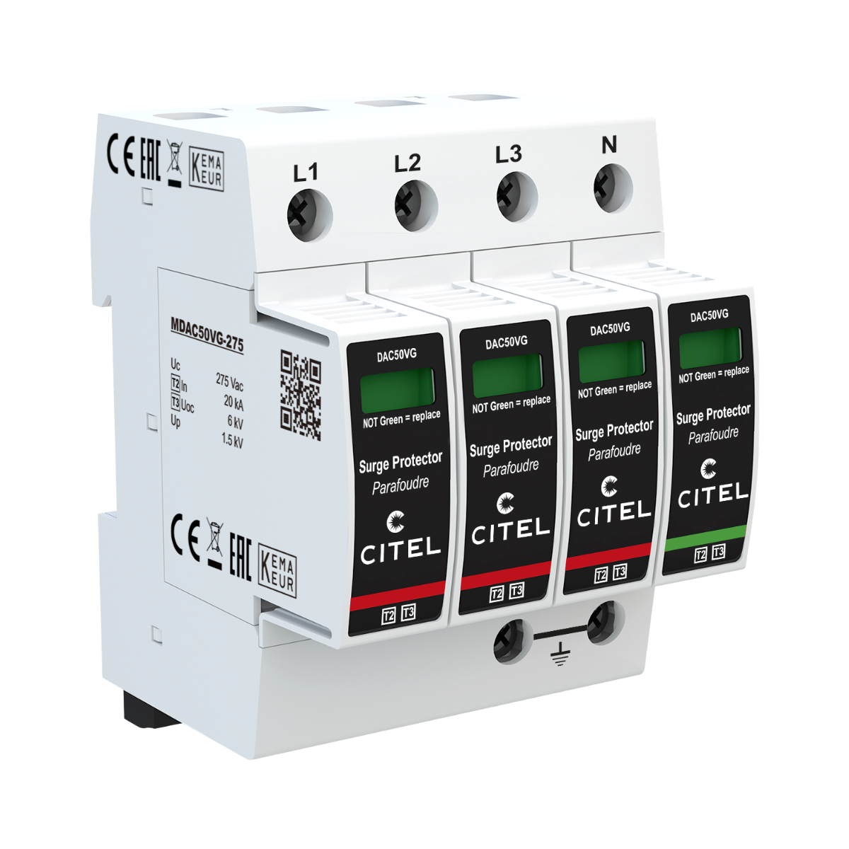 Citel DAC50VGS-31-275 AC-overspanningsbeveiliging - Type 2+3 - 3-Fase+N
