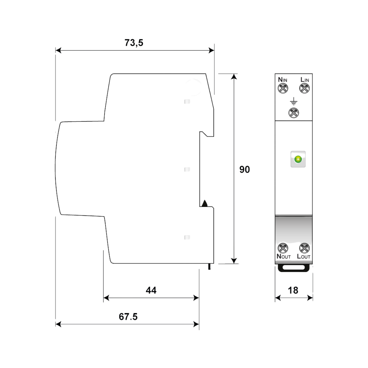 Citel DACN10-L21YG-275 AC-overspanningsbeveiliging - 16A