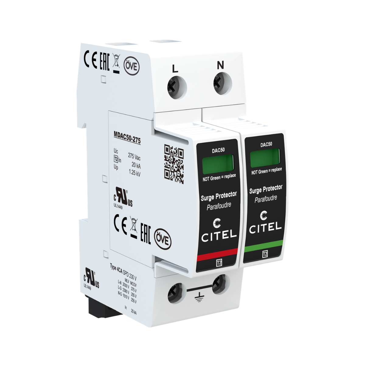 Citel DAC50S-11-275 AC-overspanningsbeveiliging - Type 2 - 1-Fase
