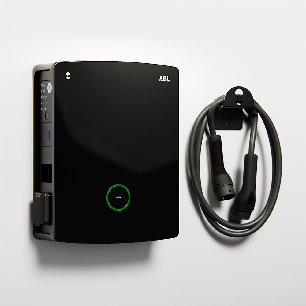 Wallbox ABL eM4 (22 kW / Dubbel / RCBO / Sluiter / Controller / Standaard / Zwart)