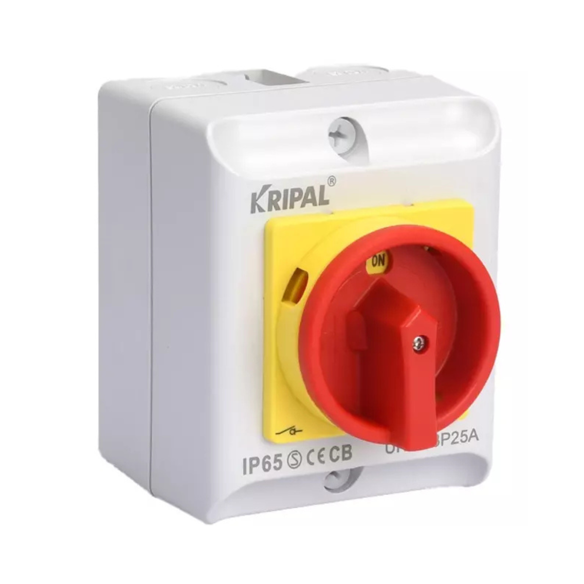 Kripal Werkschakelaar 20A 4 polig 230-440V, IP65 + 2 x kabelwartel